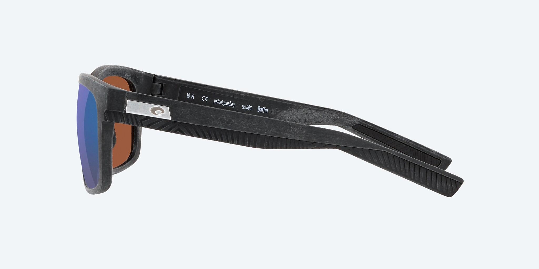 Sunglasses Costa Baffin L (58-16) with Green Mirror lens and Net Gray With Gray Rubber frame Image 3 of 4
