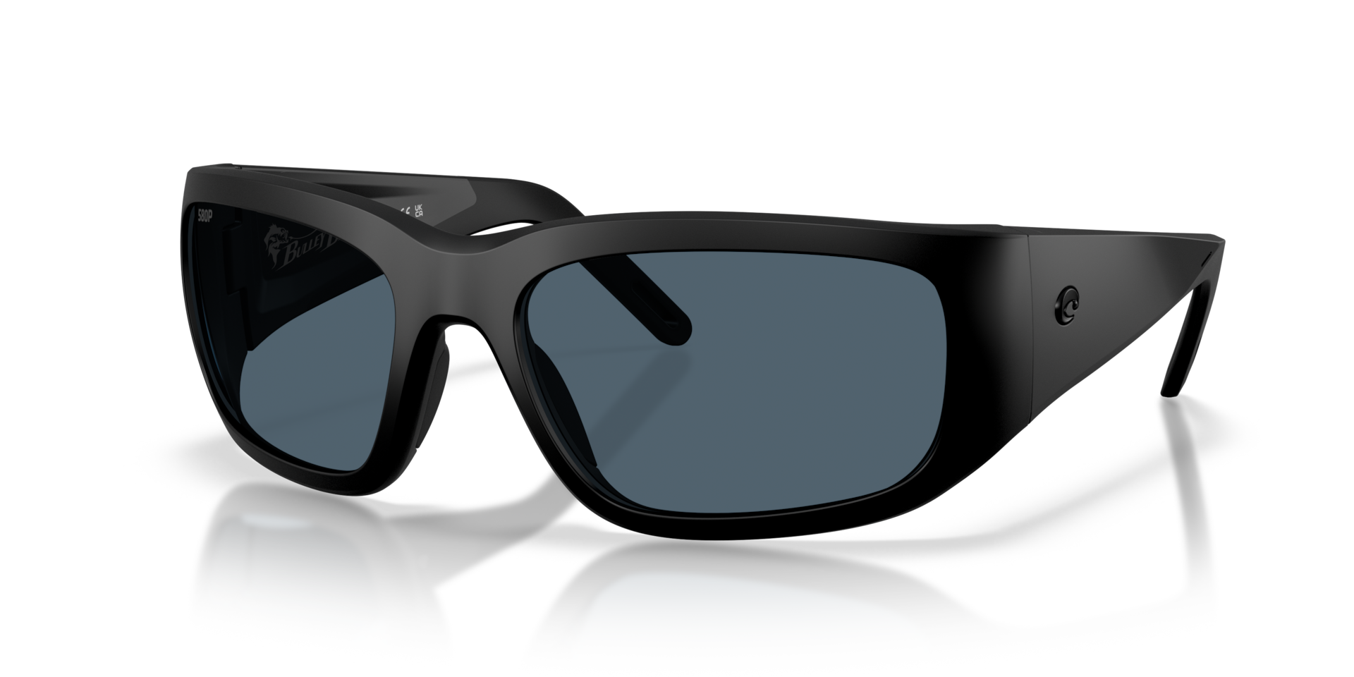 Costa Del Mar Performance Bulley Bait Men's Stealth Mission Blackout XXL Frame Gray 580P Polarized Lens Sunglasses 06S9139-91390864