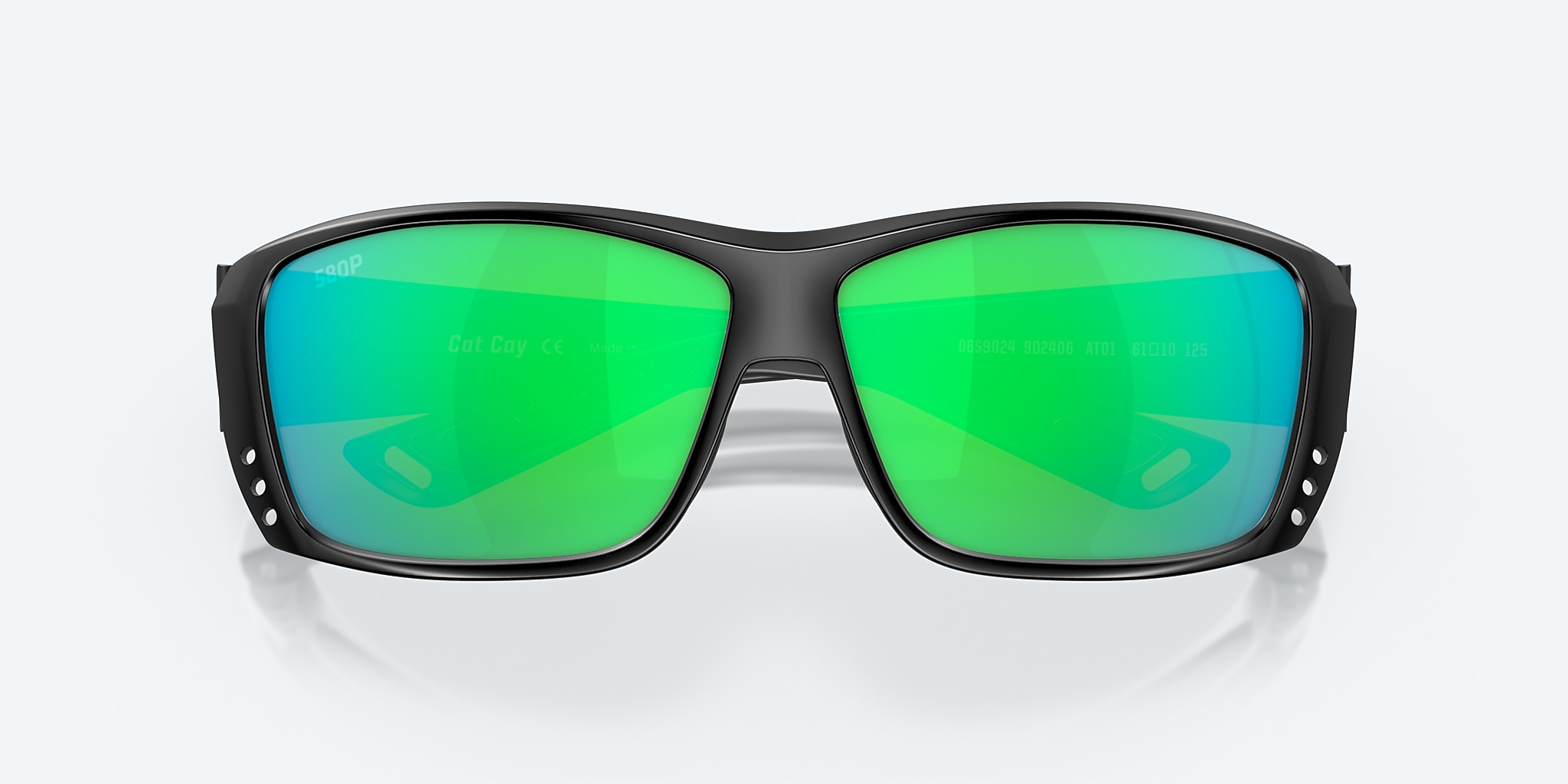Sunglasses Costa Cat Cay M (61-10) with Green Mirror lens and Blackout frame Image 5 of 7