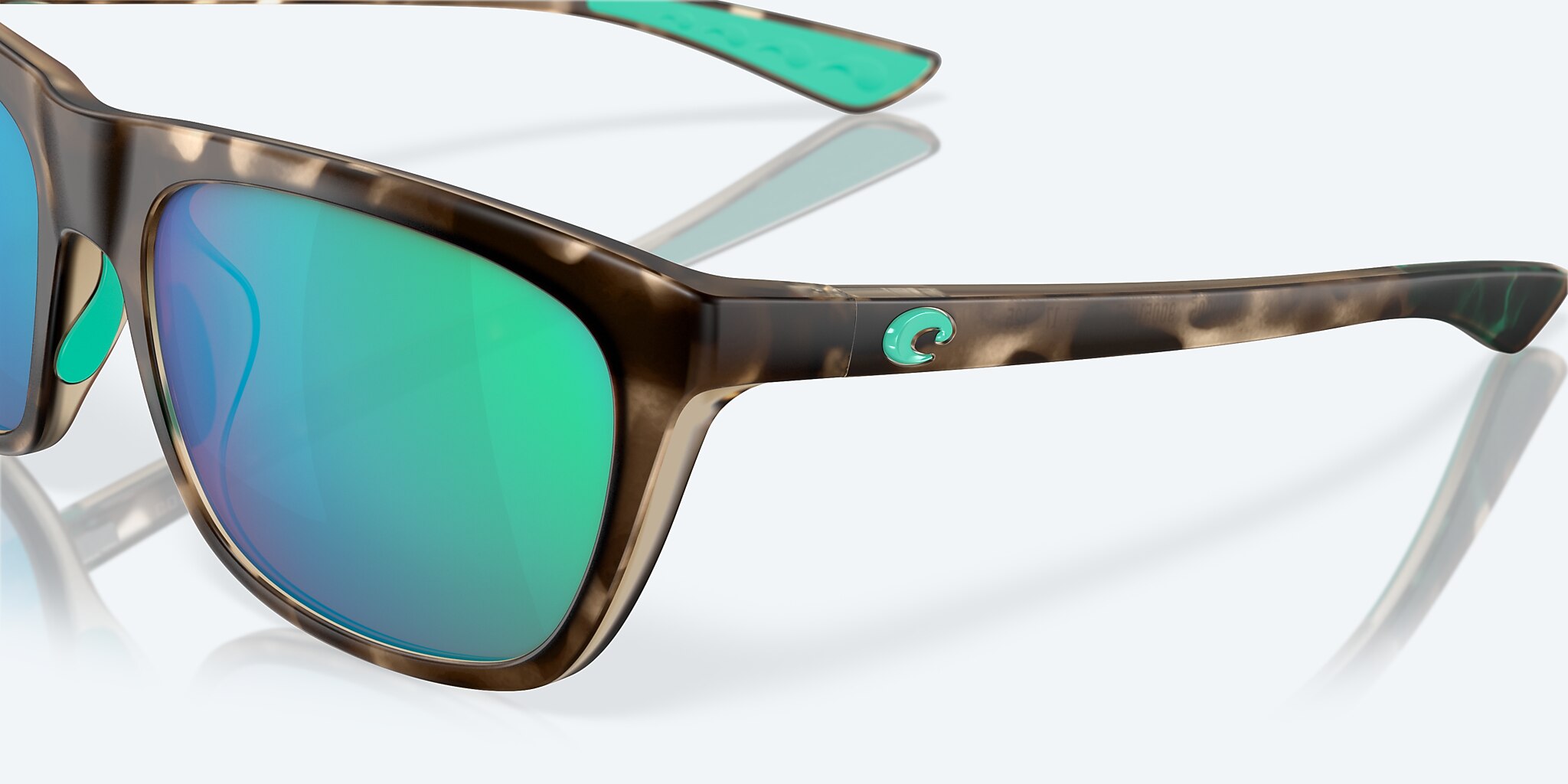 Sunglasses Costa Cheeca XL (57-17) with Green Mirror lens and Matte Shadow Tortoise frame Image 6 of 7