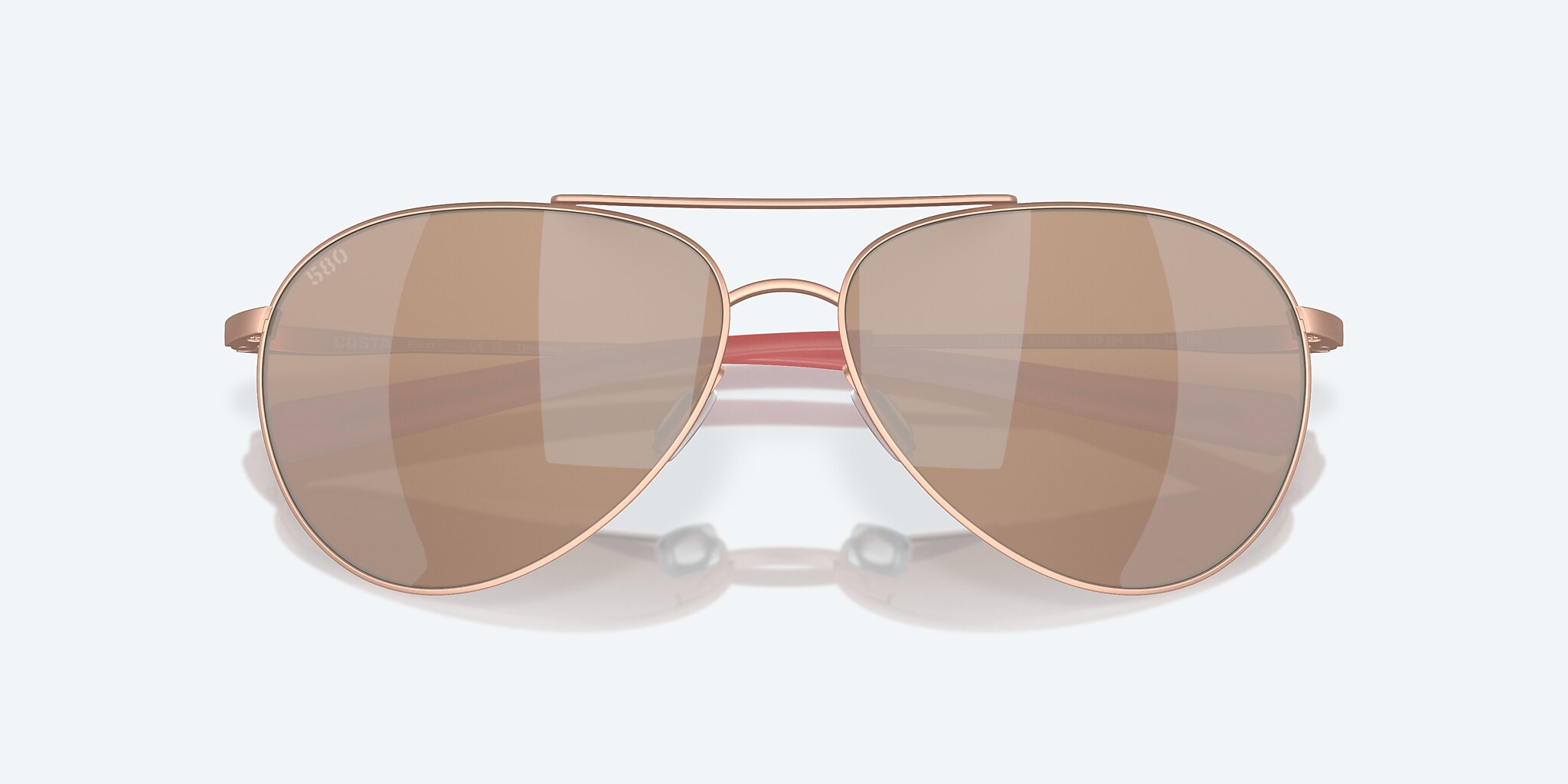 Lunettes de soleil Costa Piper L (58-14) avec Cuivre argenté verre et Or rose satiné monture Image 5 de 7