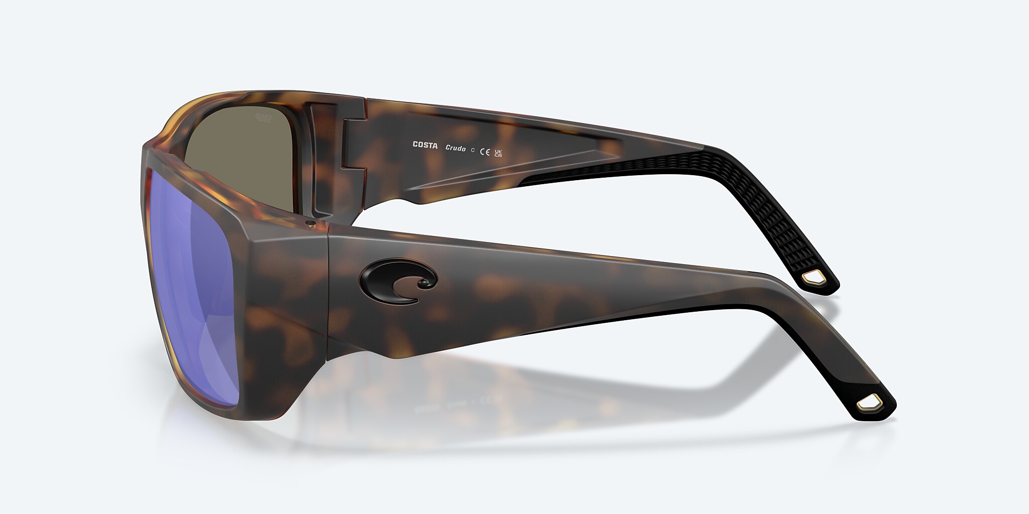 Sunglasses Costa Crudo XXL (64-21) with Blue Mirror lens and Matte Tortoise frame Image 4 of 9