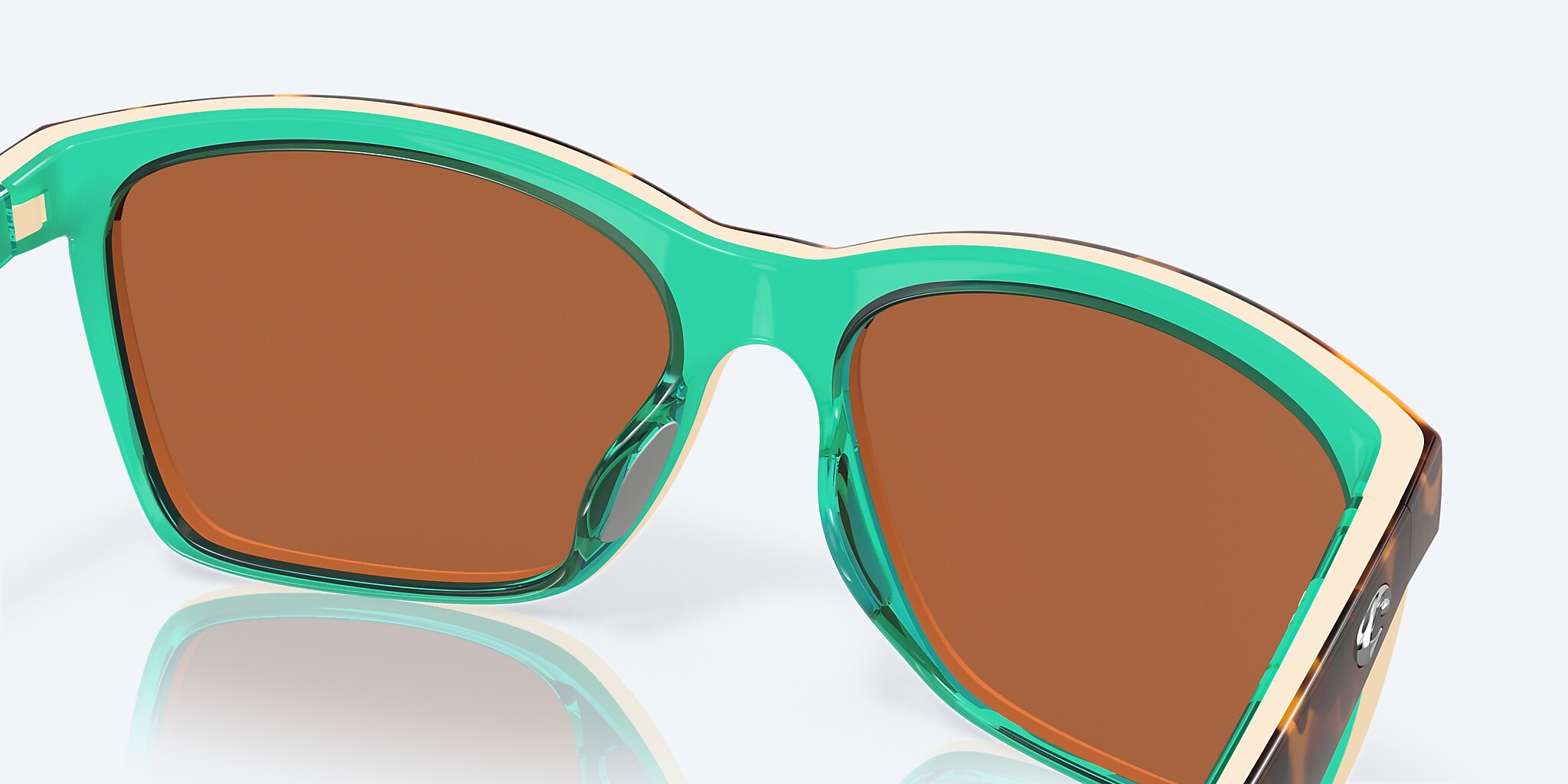 Sunglasses Costa Anaa S (55-16) with Green Mirror lens and Shiny Retro Tortoise/Cream/Mint frame Image 7 of 7