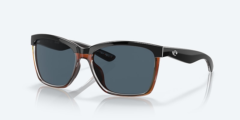 Sunglasses Costa Anaa S (55-16) with Gray lens and Shiny Black On Brown frame Image 1 of 7