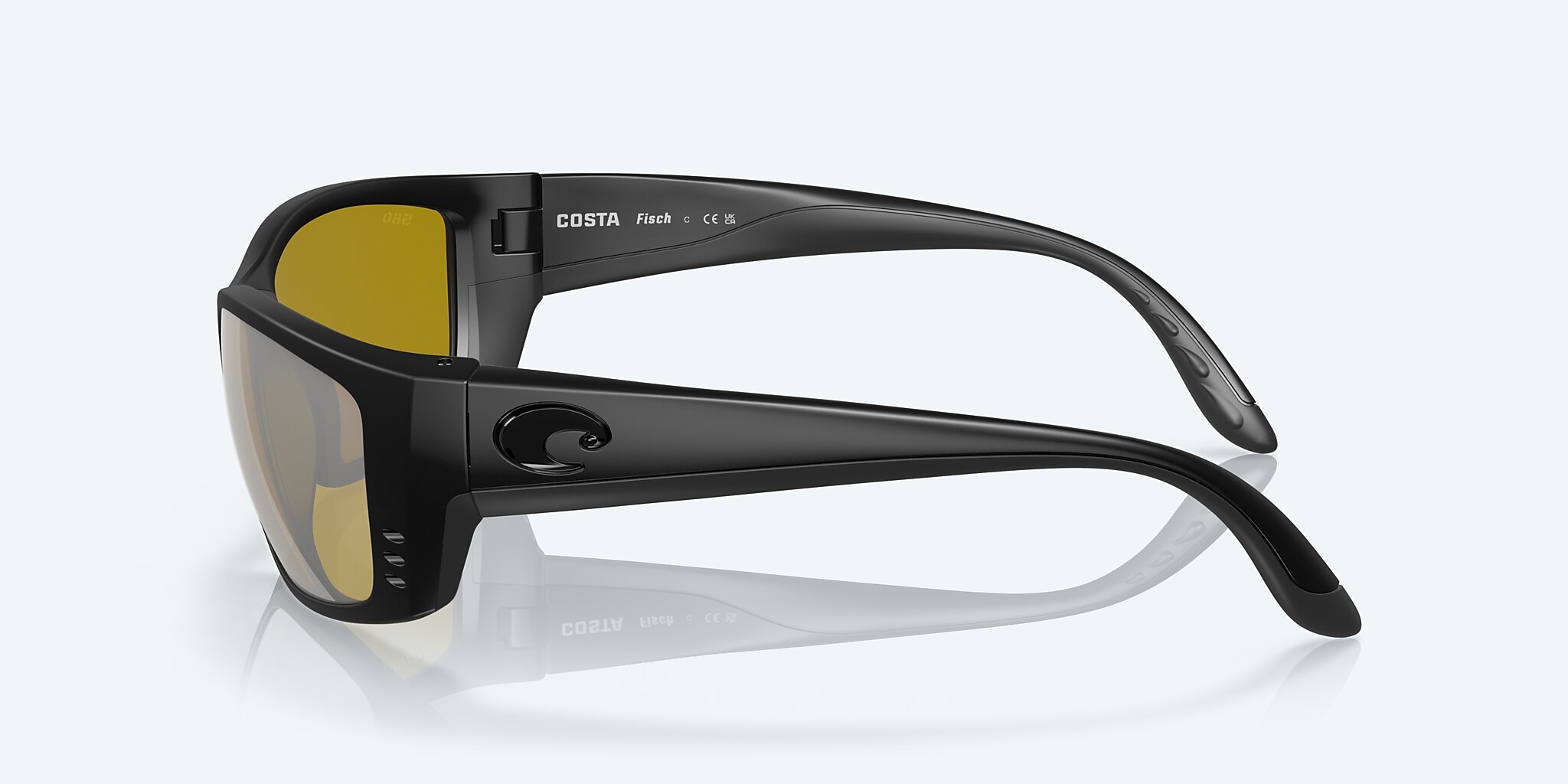 Sunglasses Costa Fisch XL (64-17) with Sunrise Silver Mirror lens and Blackout frame Image 3 of 7