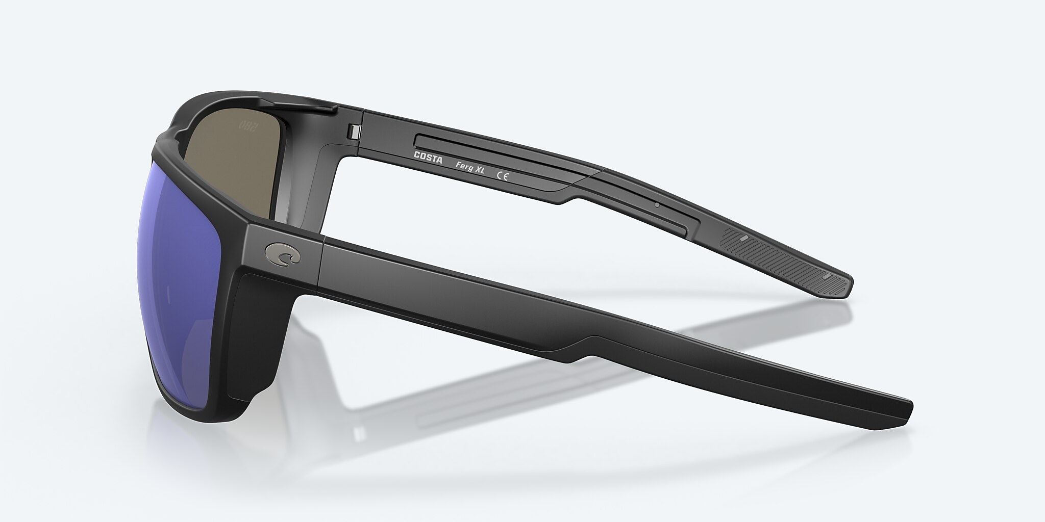 Sunglasses Costa Ferg XL XXL (62-16) with Blue Mirror lens and Matte Black frame Image 4 of 10