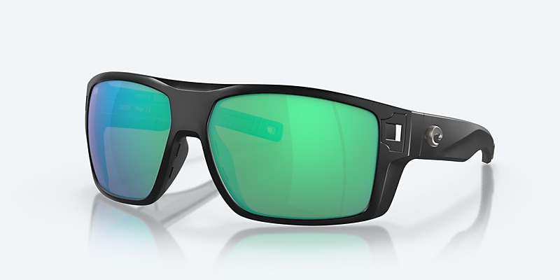Lunettes de soleil Costa Diego XL (62-14) avec Effet miroir Vert verre et Noir mat monture Image 1 de 7