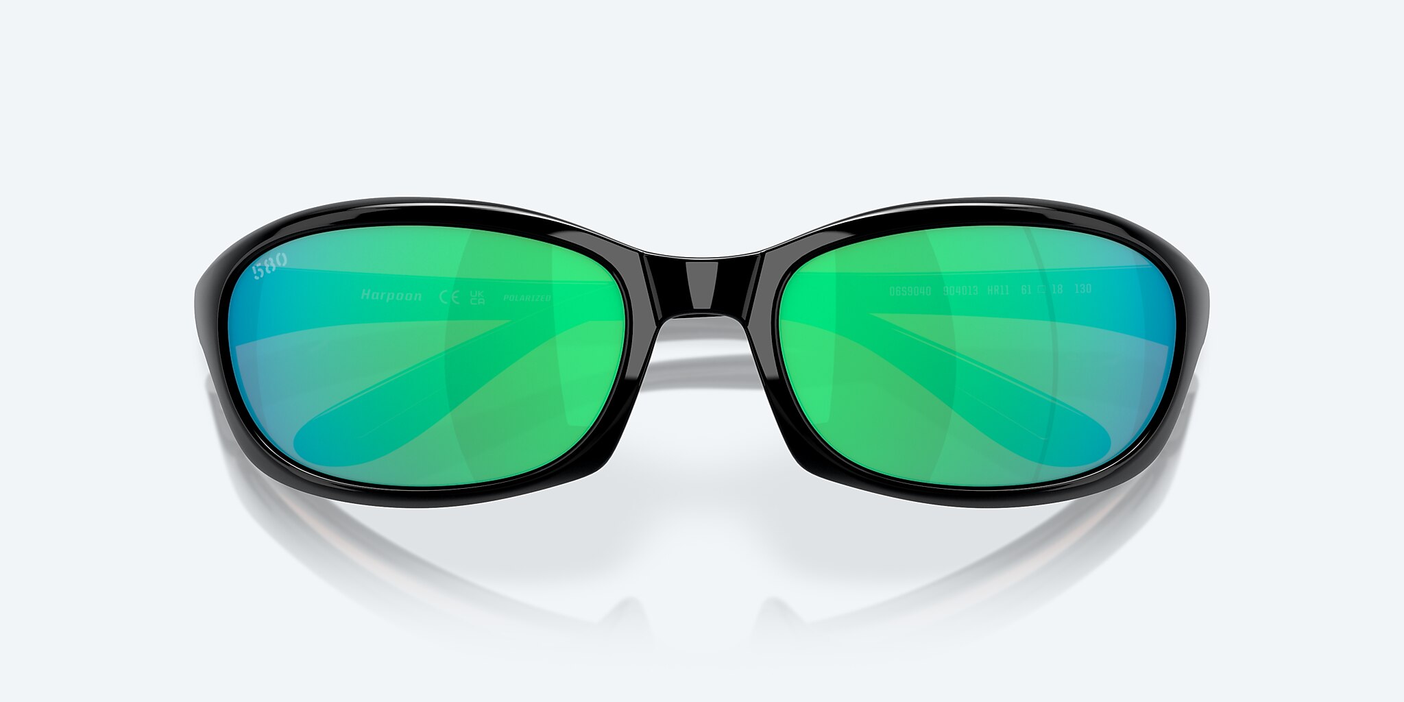 Sunglasses Costa Harpoon S (61-18) with Green Mirror lens and Shiny Black frame Image 5 of 7