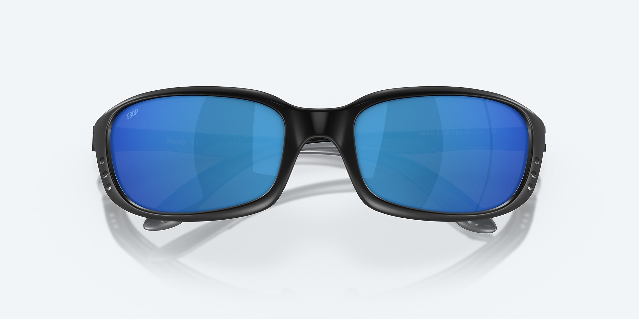 Sunglasses Costa Brine S (59-18) with Blue Mirror lens and Matte Black frame Image 5 of 7