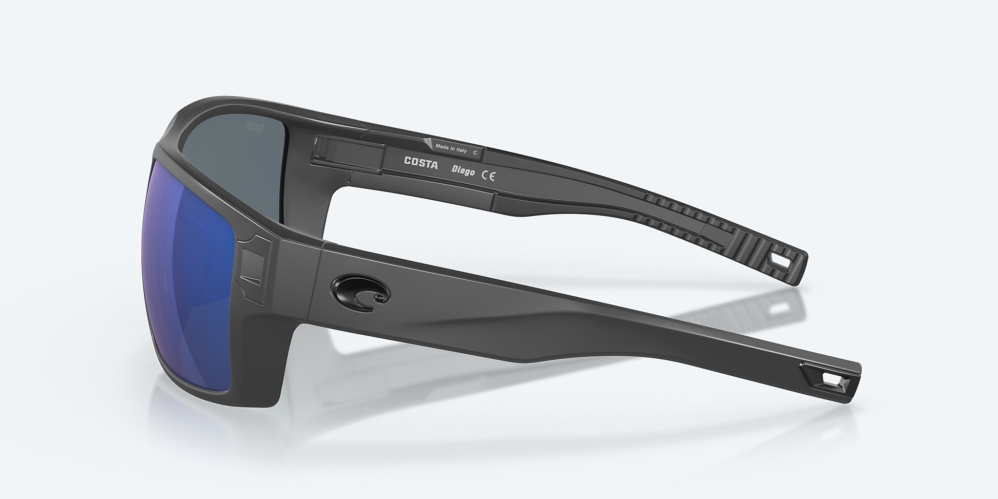 Sunglasses Costa Diego XL (62-14) with Blue Mirror lens and Matte Gray frame Image 3 of 7