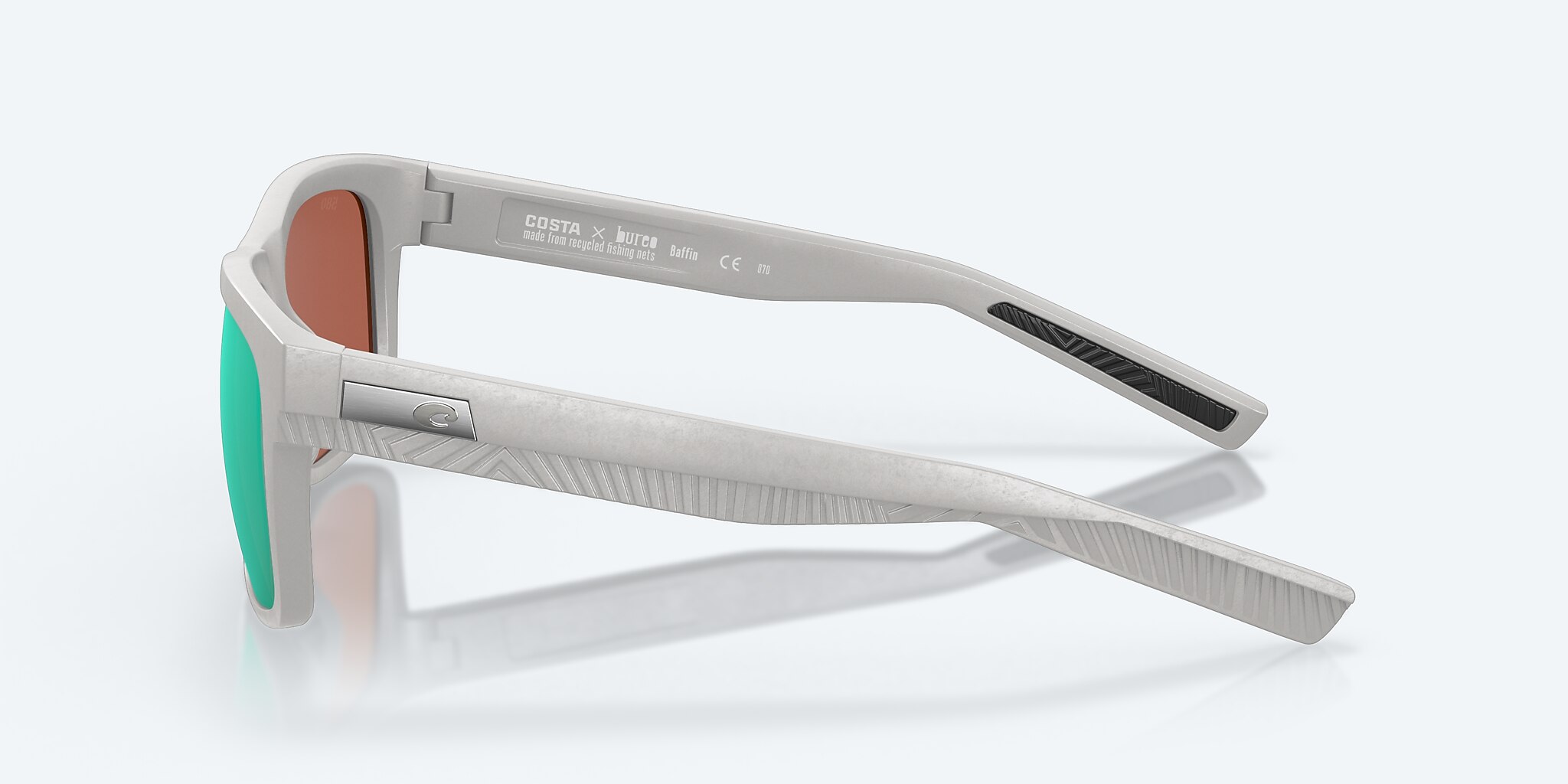Sunglasses Costa Baffin L (58-16) with Green Mirror lens and Light Gray frame Image 3 of 7