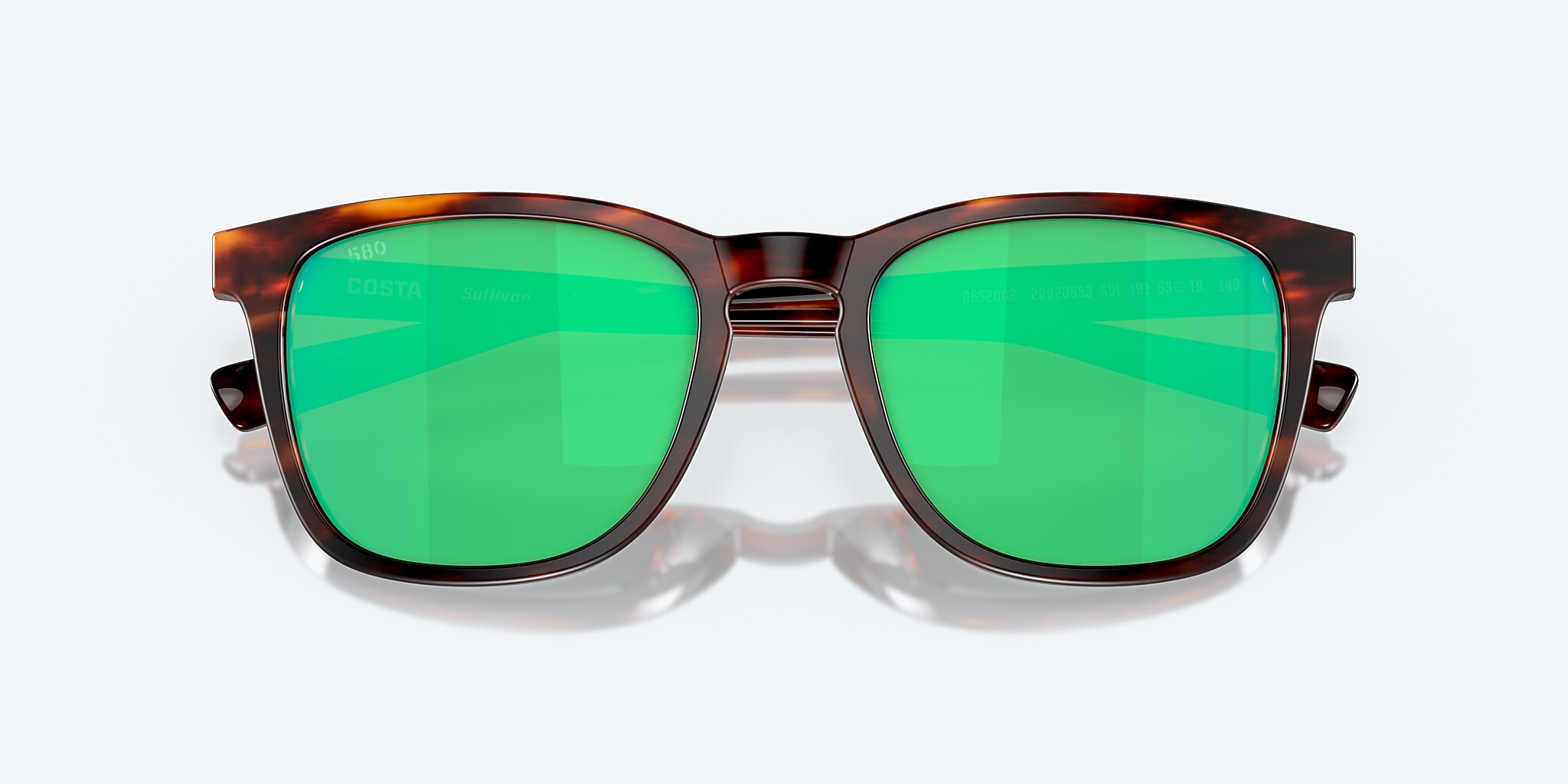 Sunglasses Costa Sullivan M (53-19) with Green Mirror lens and Matte Tortoise frame Image 6 of 9