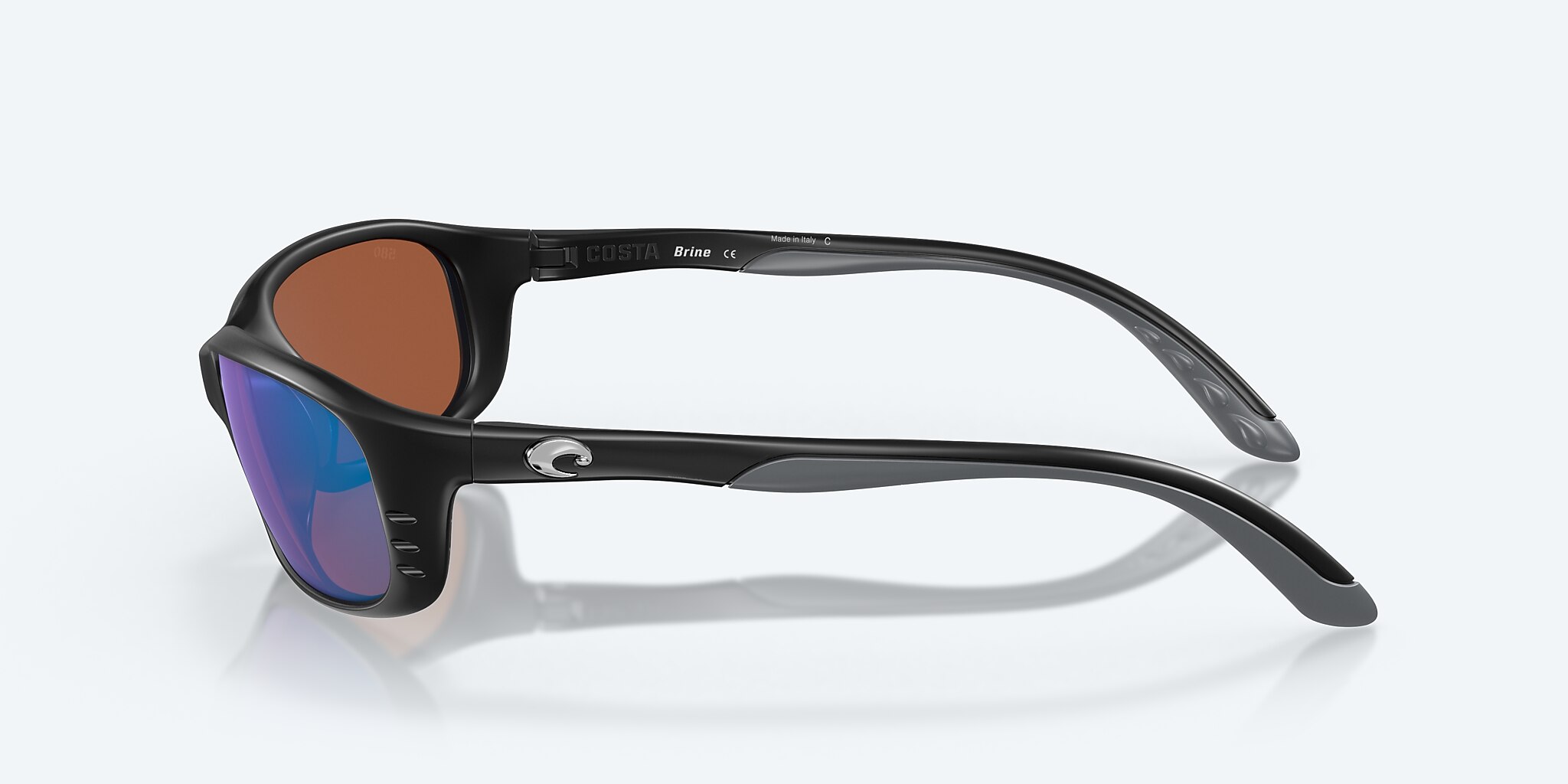 Sunglasses Costa Brine S (59-18) with Green Mirror lens and Matte Black frame Image 3 of 7