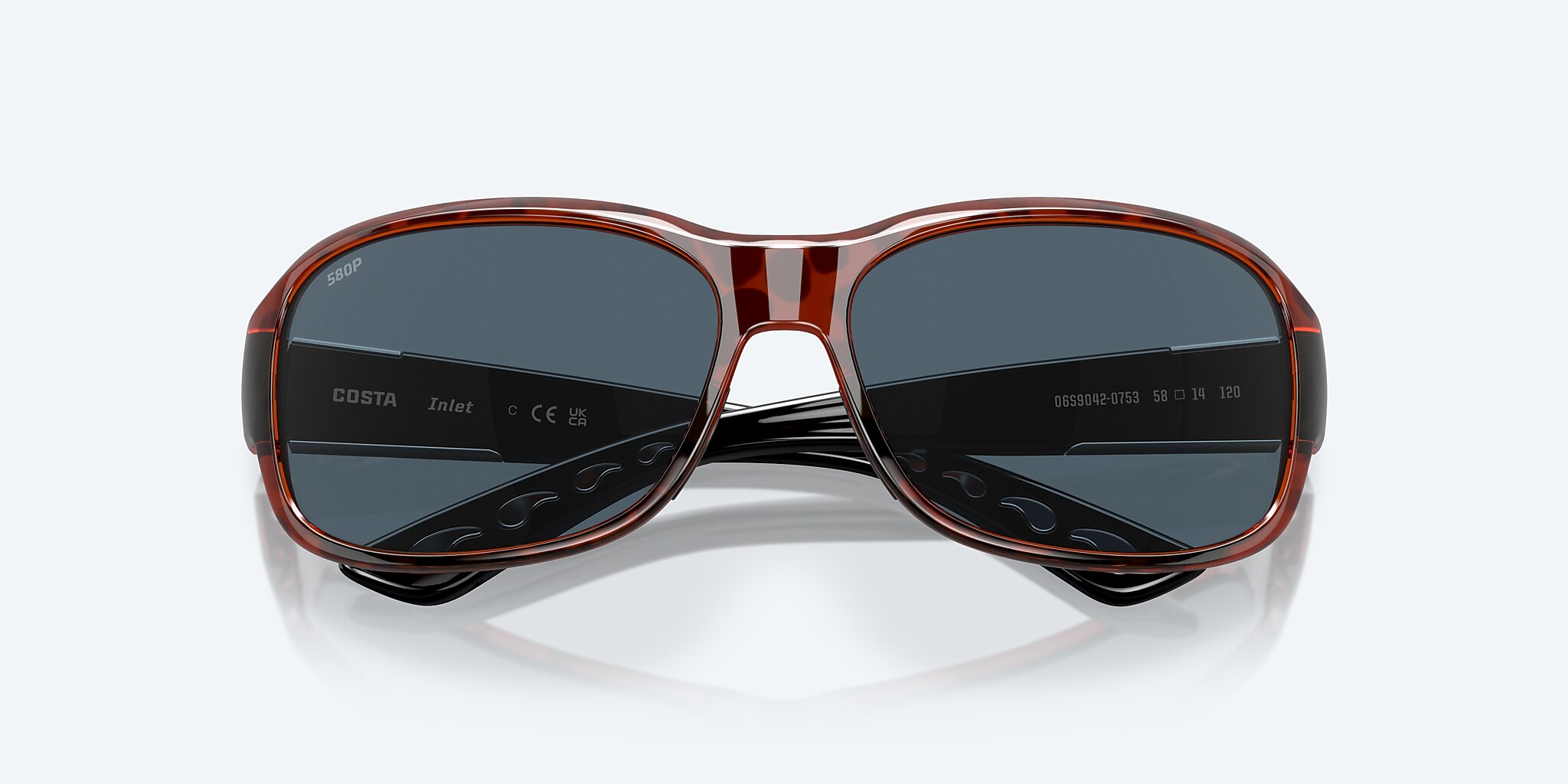 Sunglasses Costa Inlet S (58-14) with Gray lens and Retro Tortoise frame Image 5 of 7