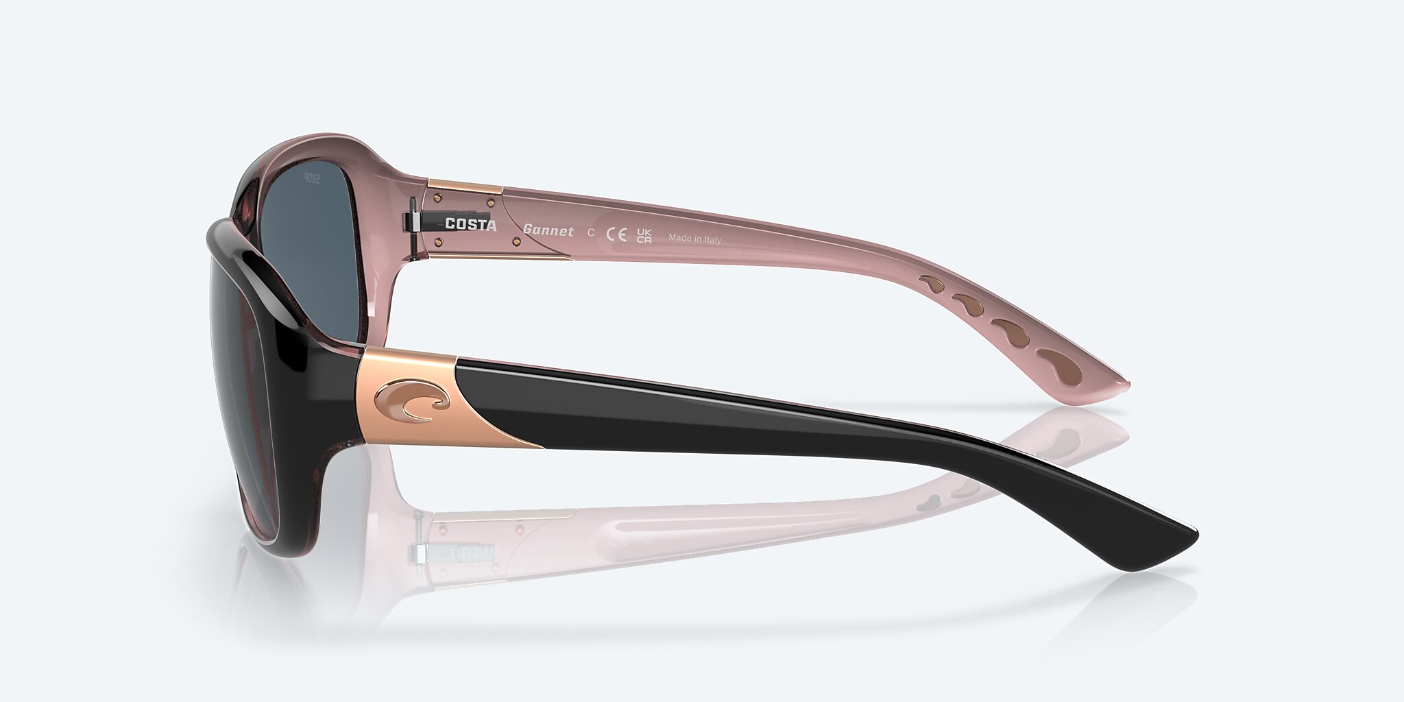 Sunglasses Costa Gannet M (58-17) with Gray lens and Shiny Black/Hibiscus frame Image 3 of 7
