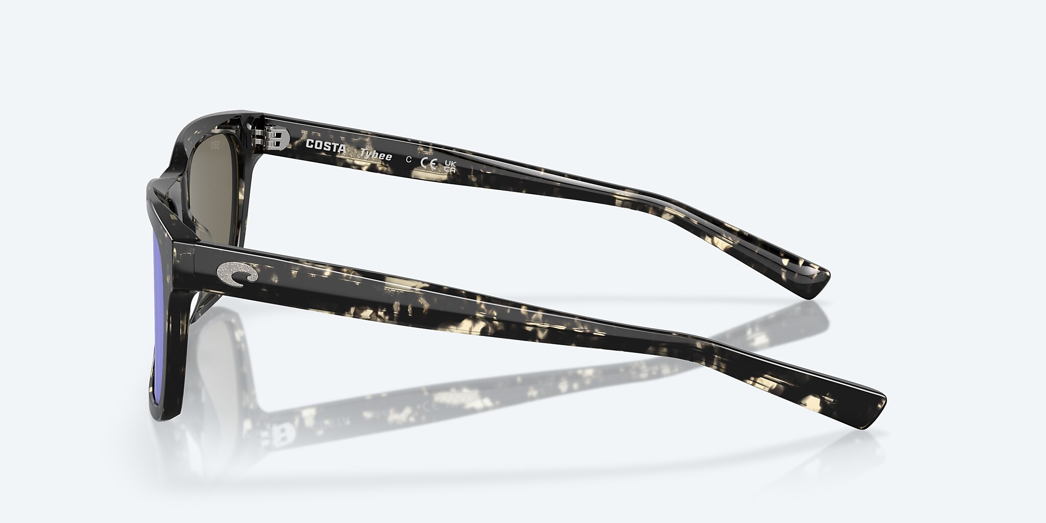 Sunglasses Costa Tybee M (55-19) with Blue Mirror lens and Shiny Black Kelp frame Image 3 of 8