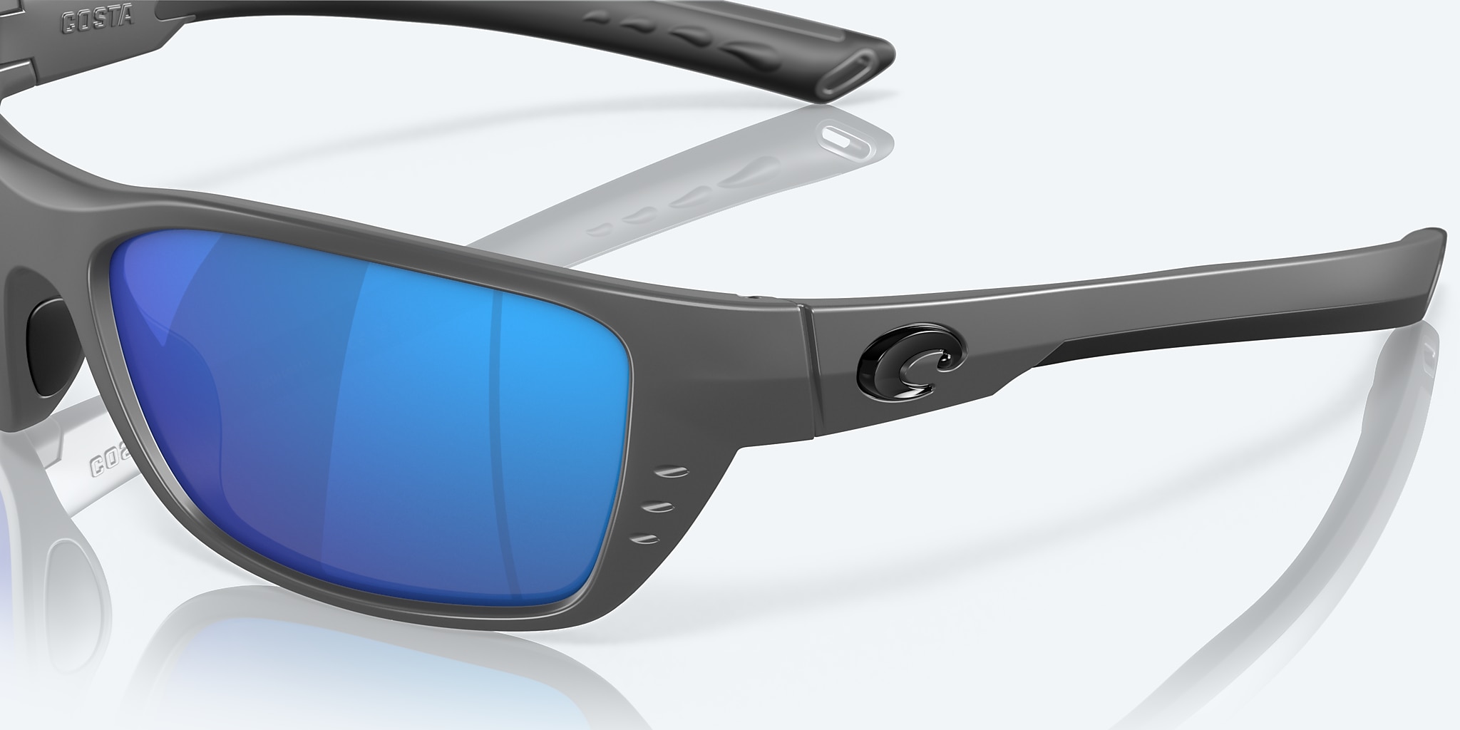Lunettes de soleil Costa Whitetip M (58-18) avec Effet miroir Bleu verre et Gris mat monture Image 6 de 7