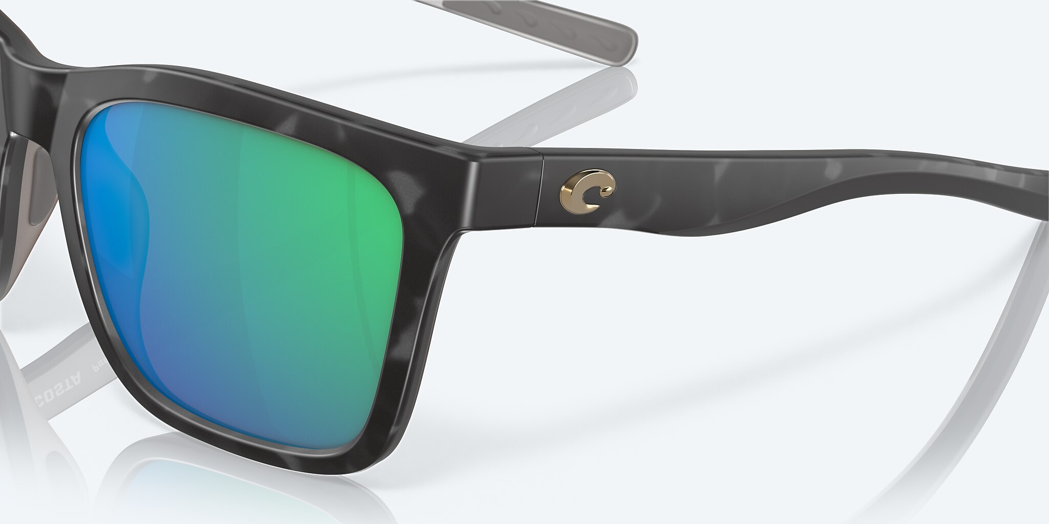 Sunglasses Costa Panga XXL (56-20) with Green Mirror lens and Matte Gray Tortoise frame Image 6 of 7