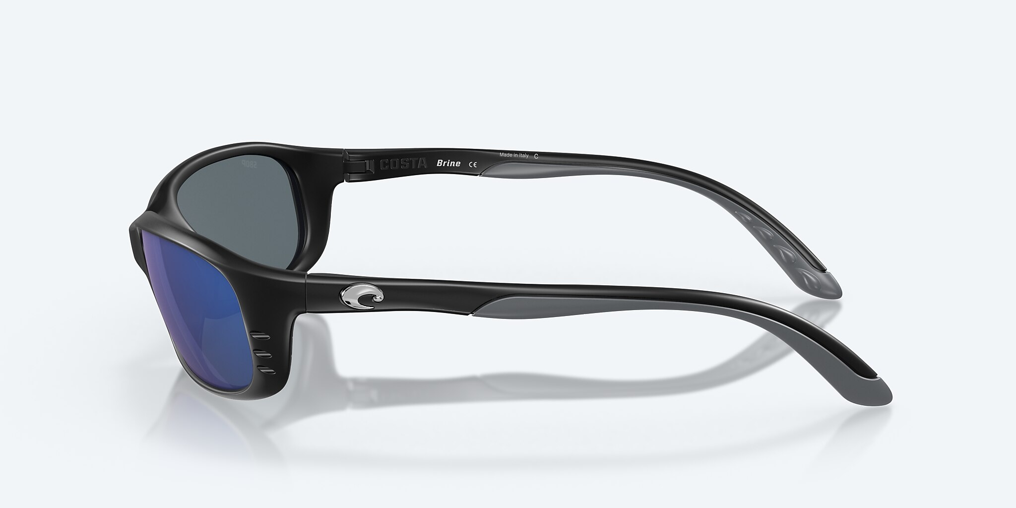 Sunglasses Costa Brine S (59-18) with Blue Mirror lens and Matte Black frame Image 3 of 7