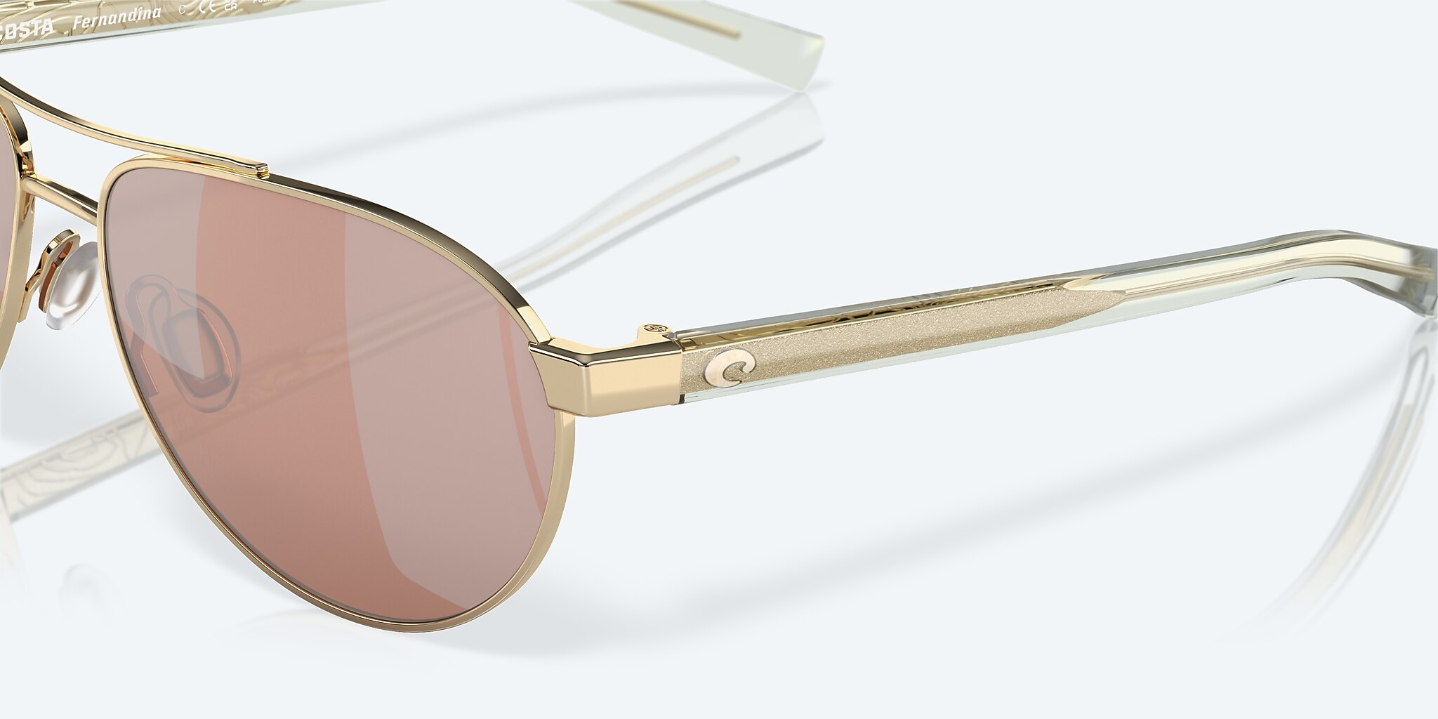 Sunglasses Costa Fernandina S (57-15) with Copper Silver Mirror lens and Shiny Gold frame Image 6 of 7
