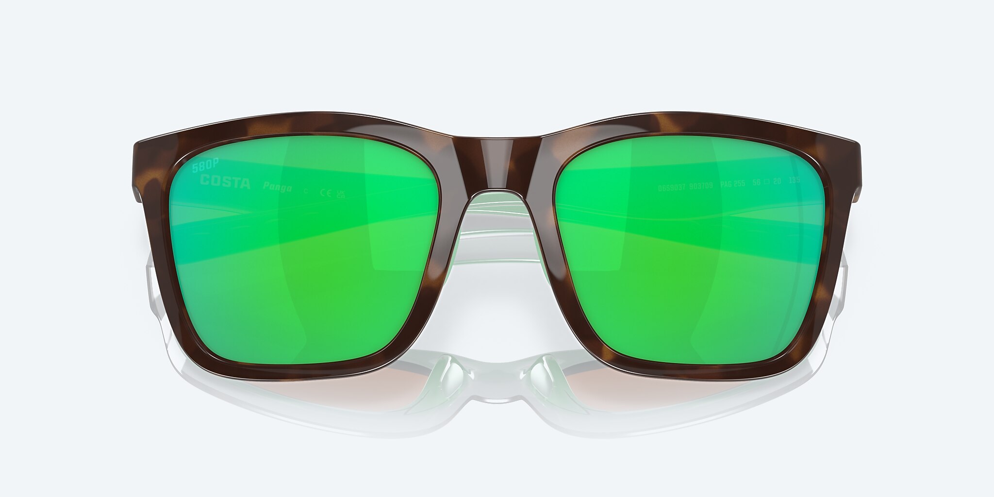 Sunglasses Costa Panga XXL (56-20) with Green Mirror lens and Shiny Tortoise/White/Seafoam Crystal frame Image 5 of 7