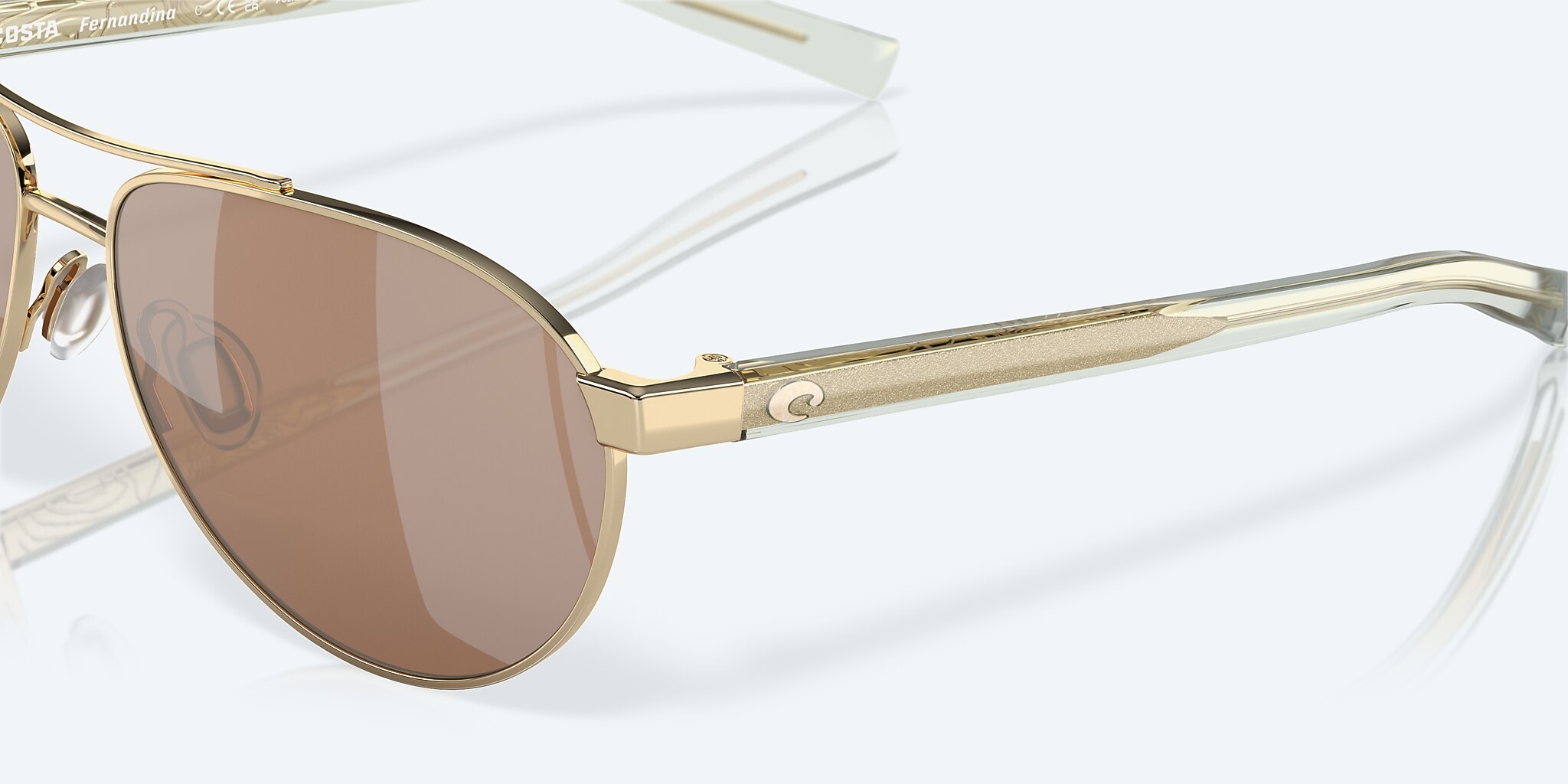 Sunglasses Costa Fernandina S (57-15) with Copper Silver Mirror lens and Shiny Gold frame Image 6 of 7