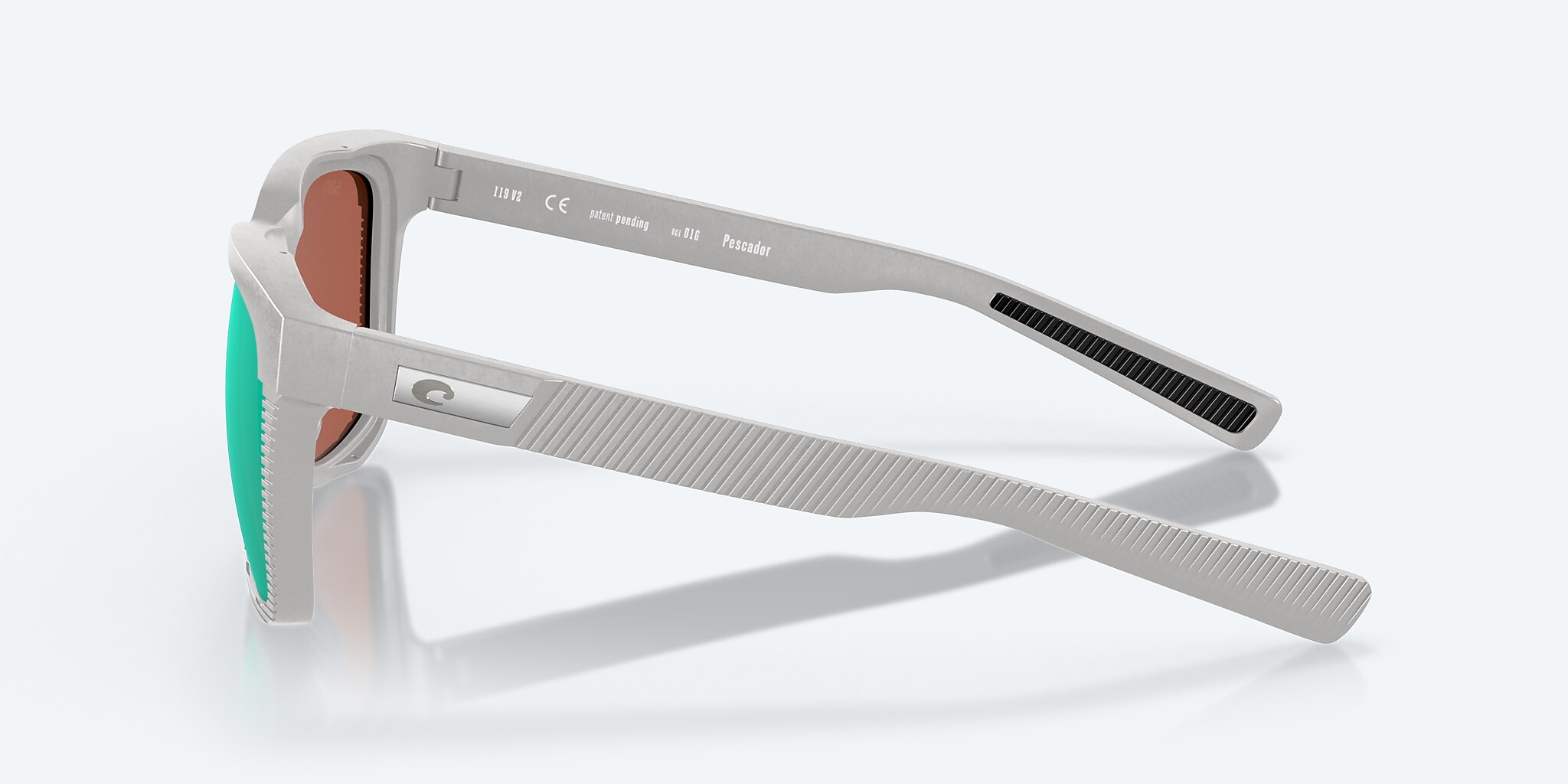 Sunglasses Costa Pescador L (55-17) with Green Mirror lens and Light Gray frame Image 3 of 7
