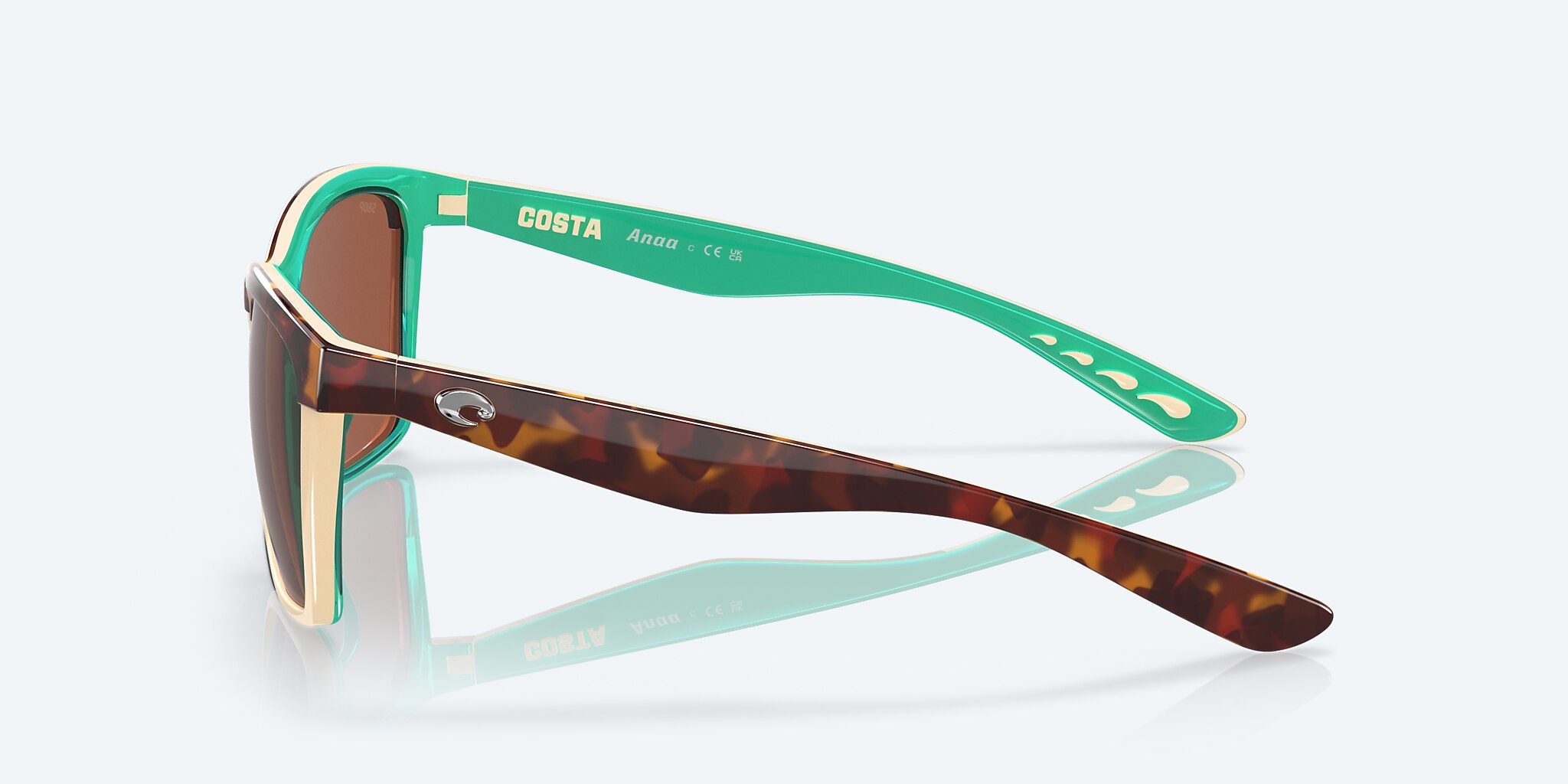 Sunglasses Costa Anaa S (55-16) with Copper lens and Shiny Retro Tort/Cream/Mint frame Image 3 of 7