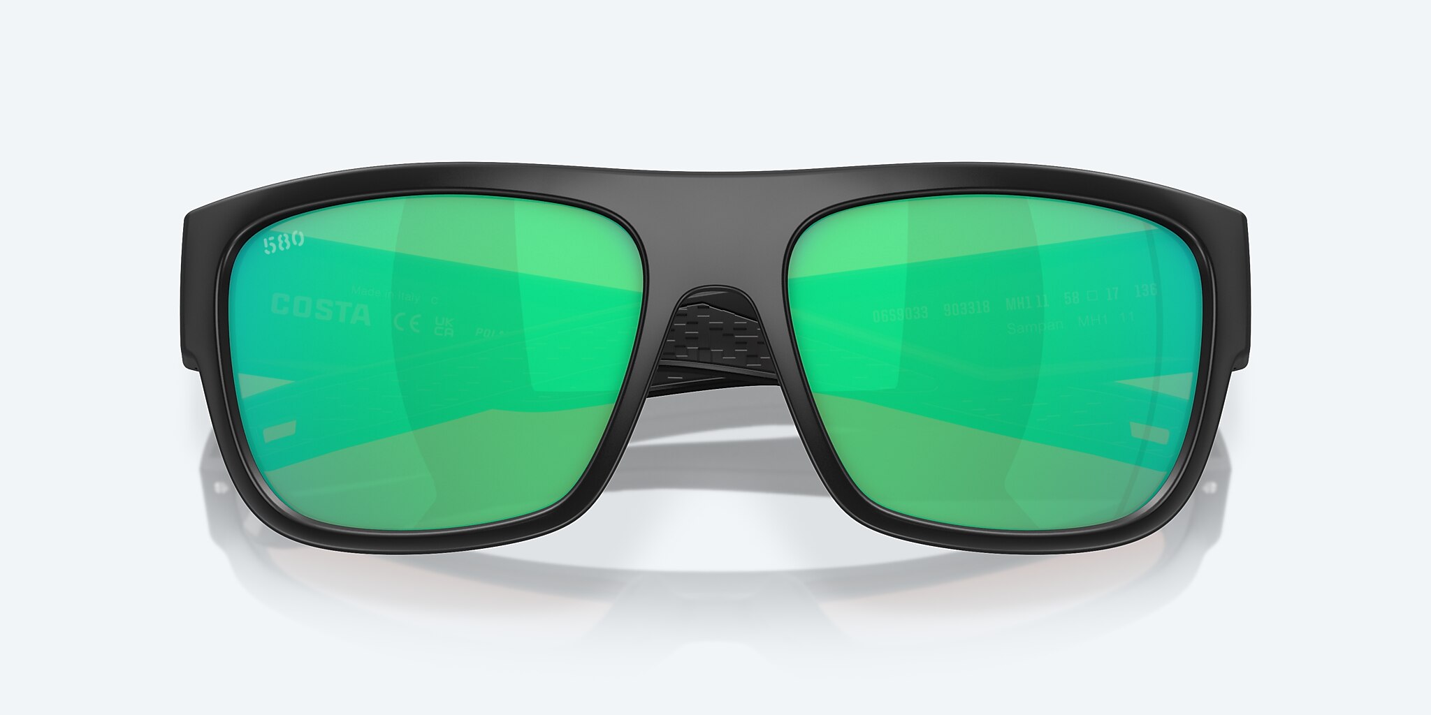 Lunettes de soleil Costa Sampan XL (58-17) avec Effet miroir Vert verre et Noir mat monture Image 5 de 7