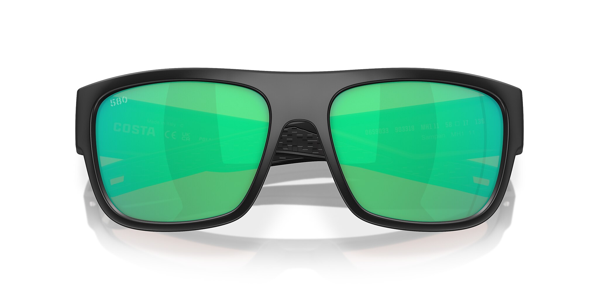 Costa Sampan XL (58-17) with Green Mirror lenses and Matte Black