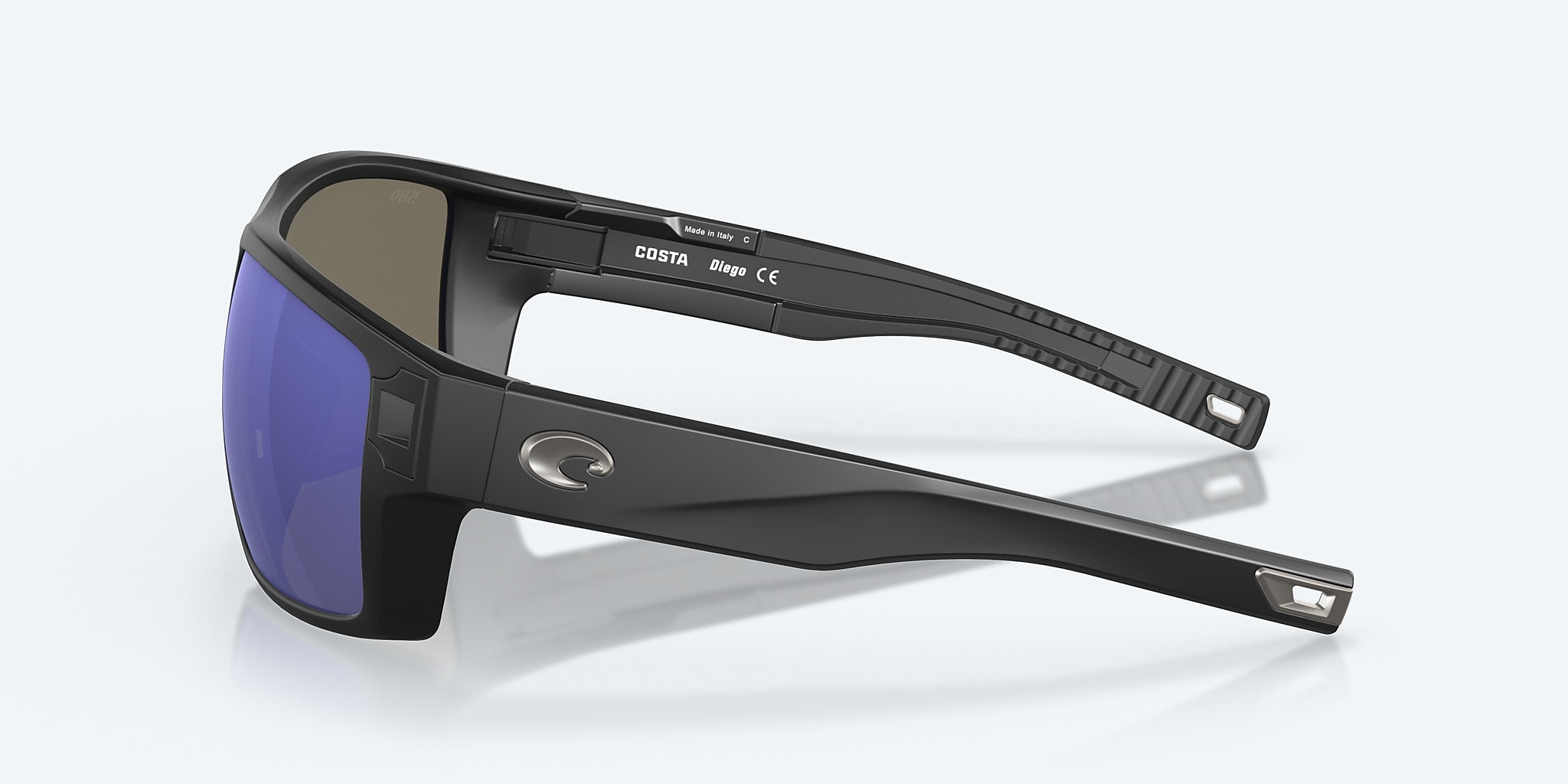 Sunglasses Costa Diego XL (62-14) with Blue Mirror lens and Matte Black frame Image 3 of 8