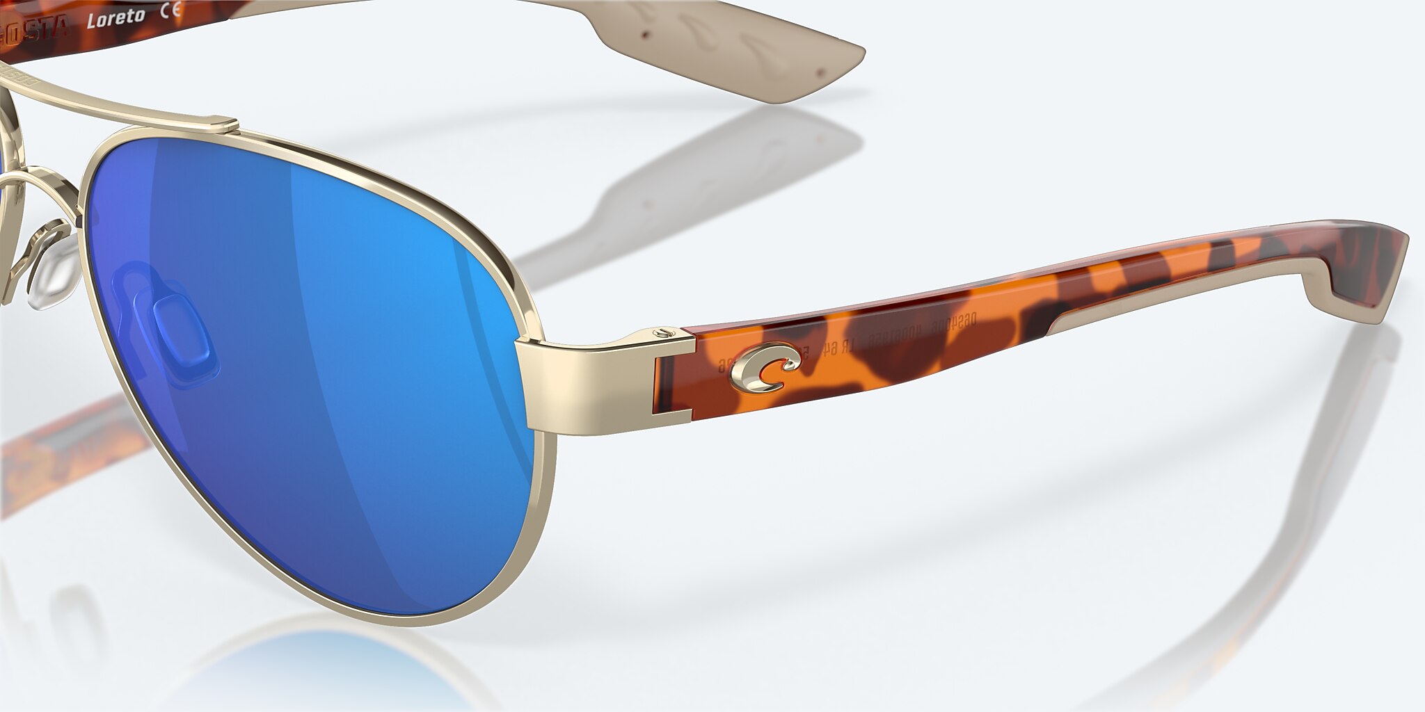 Lunettes de soleil Costa Loreto M (56-14) avec Effet miroir Bleu verre et Or rose monture Image 6 de 8