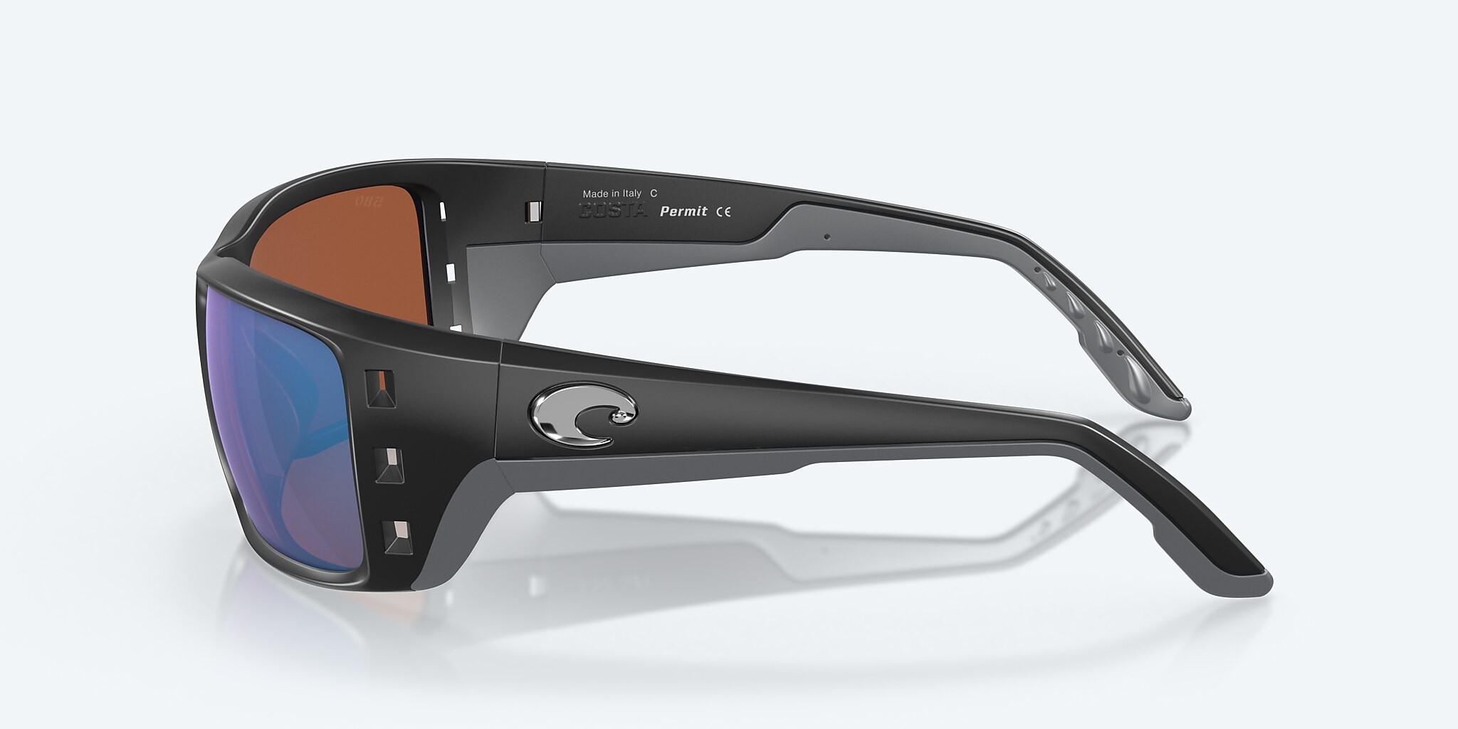 Sunglasses Costa Permit XL (63-16) with Green Mirror lens and Matte Black frame Image 3 of 7