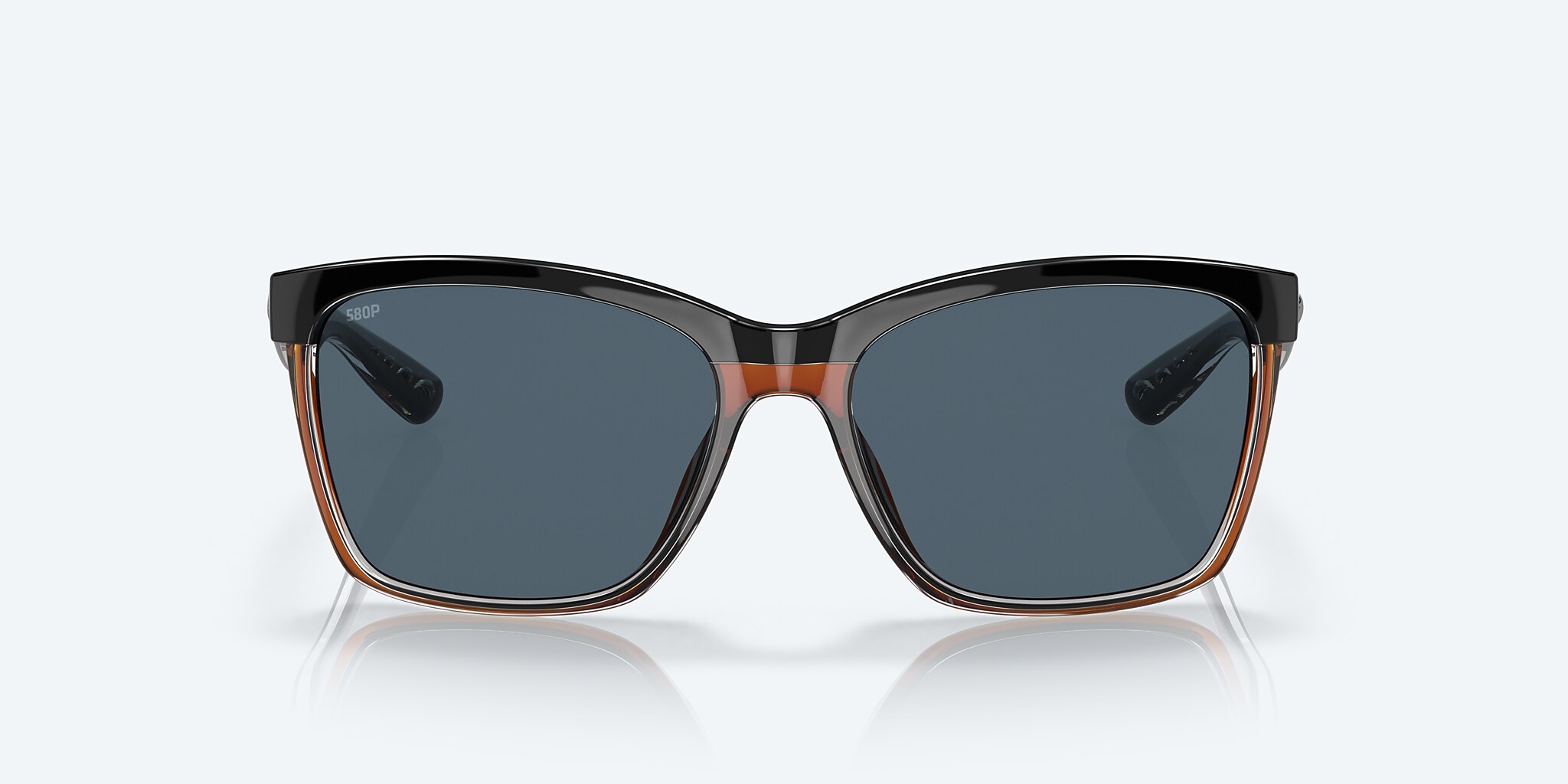 Sunglasses Costa Anaa S (55-16) with Gray lens and Shiny Black On Brown frame Image 2 of 7