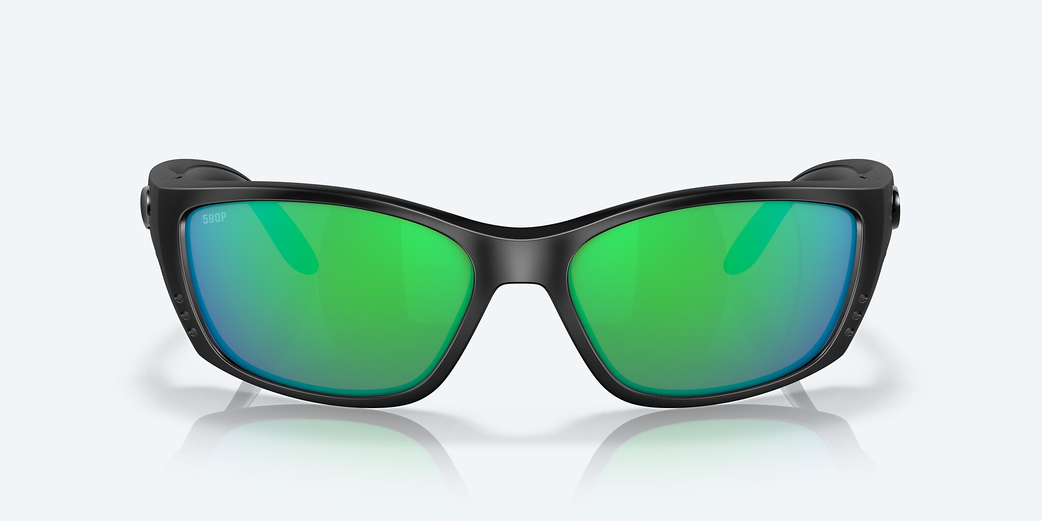 Sunglasses Costa Fisch XL (64-17) with Green Mirror lens and Blackout frame Image 2 of 7