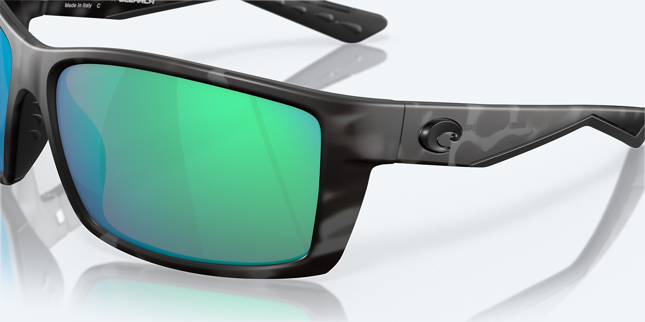 Sunglasses Costa Ocearch® Reefton XL (64-15) with Green Mirror lens and Tiger Shark Ocearch frame Image 6 of 7