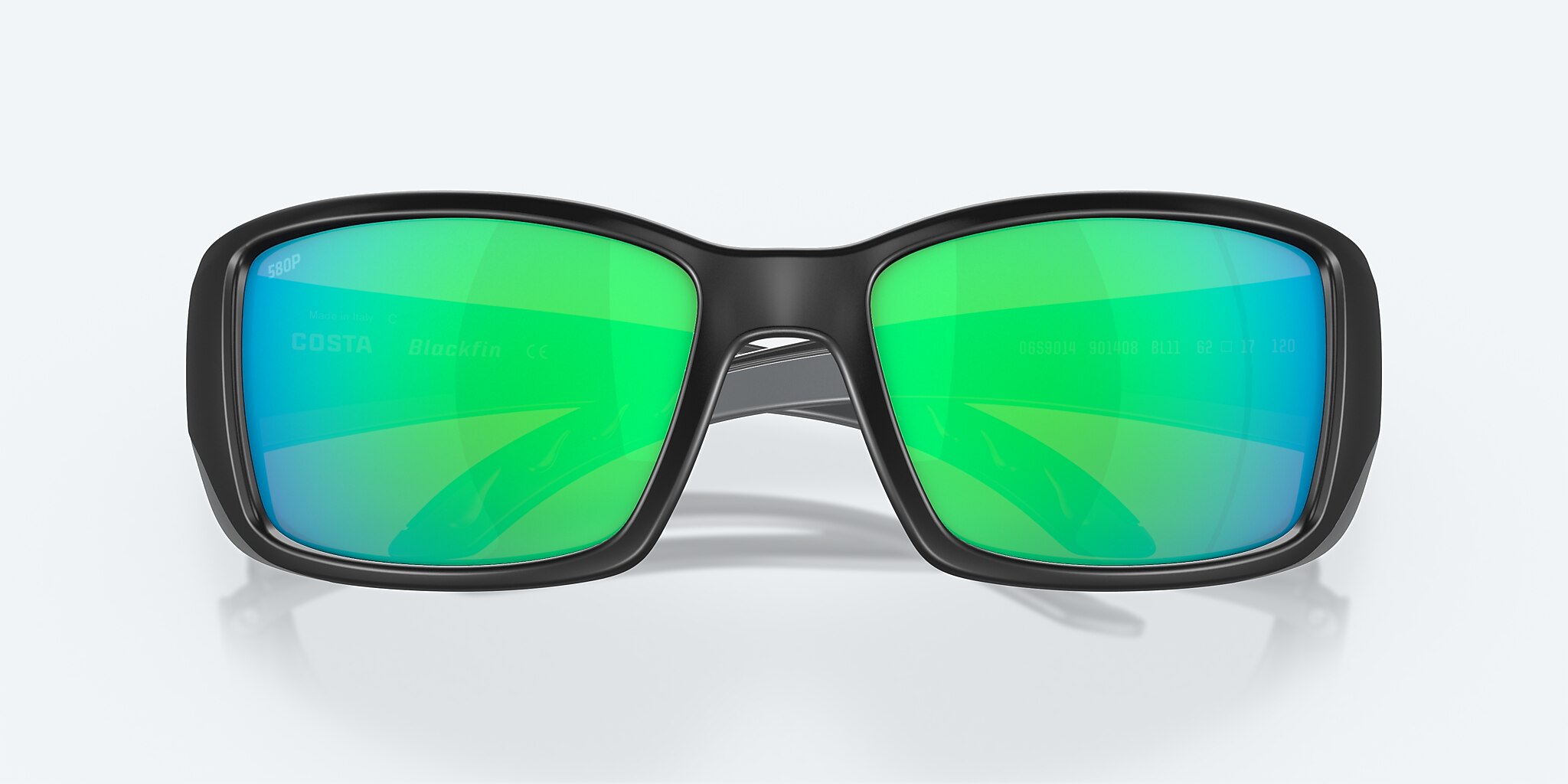 Sunglasses Costa Blackfin L (62-17) with Green Mirror lens and Matte Black frame Image 5 of 7