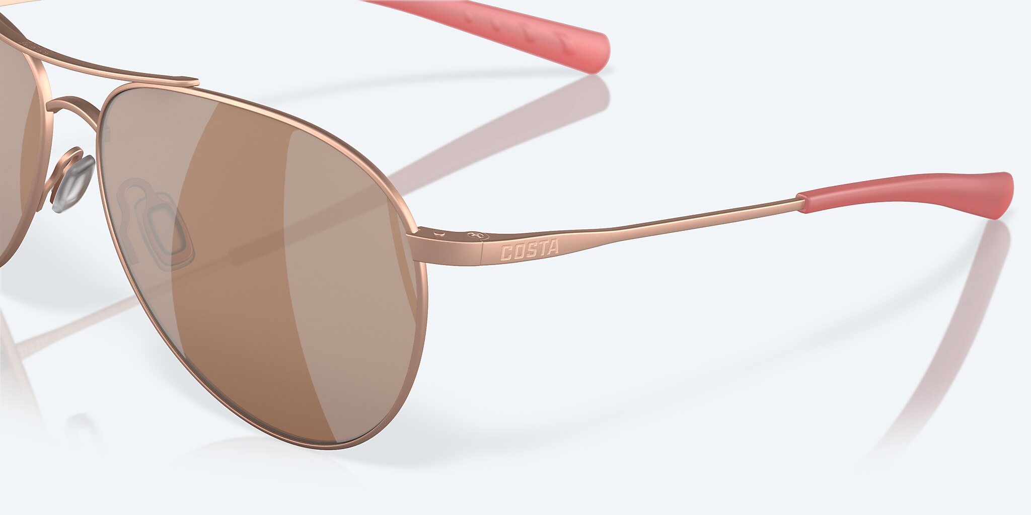 Lunettes de soleil Costa Piper L (58-14) avec Cuivre argenté verre et Or rose satiné monture Image 6 de 7