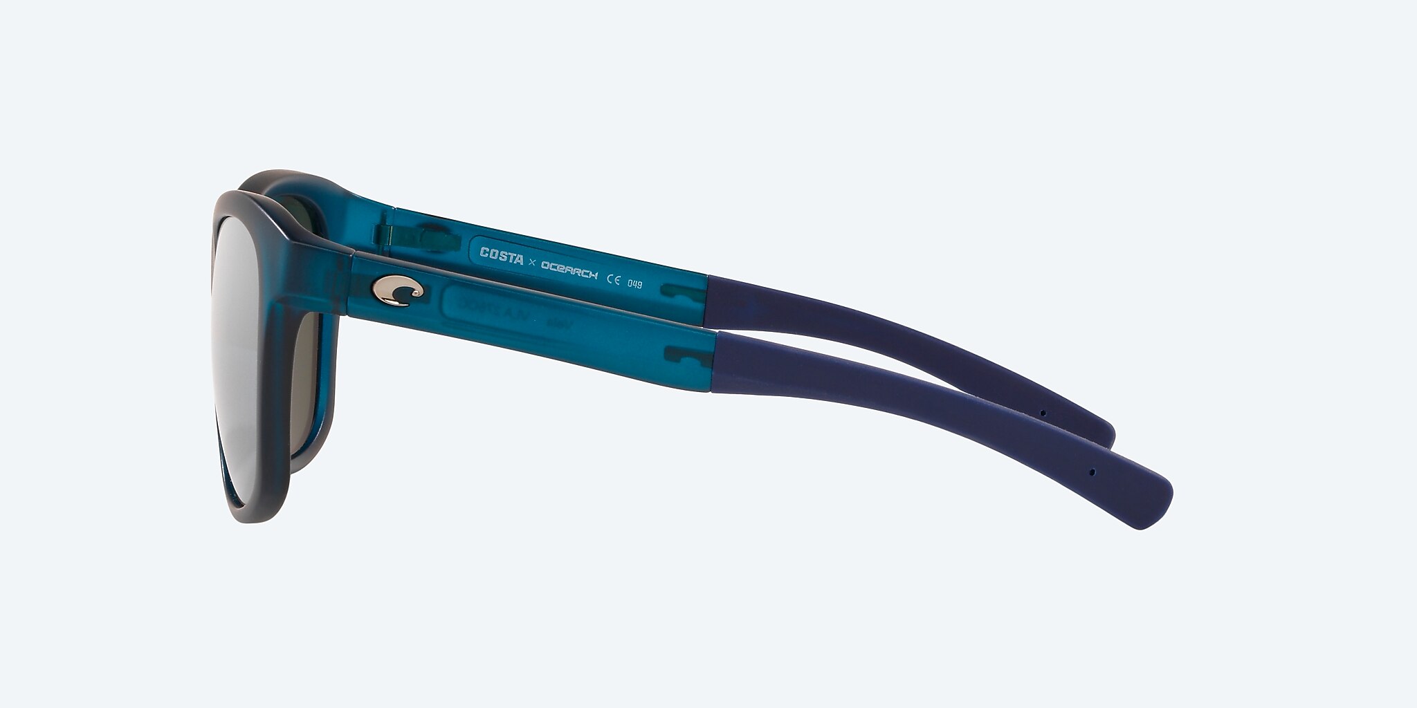 Sunglasses Costa Ocearch® Vela XL (56-15) with Gray Silver Mirror lens and Ocearch Matte Deep Teal Crystal frame Image 3 of 4