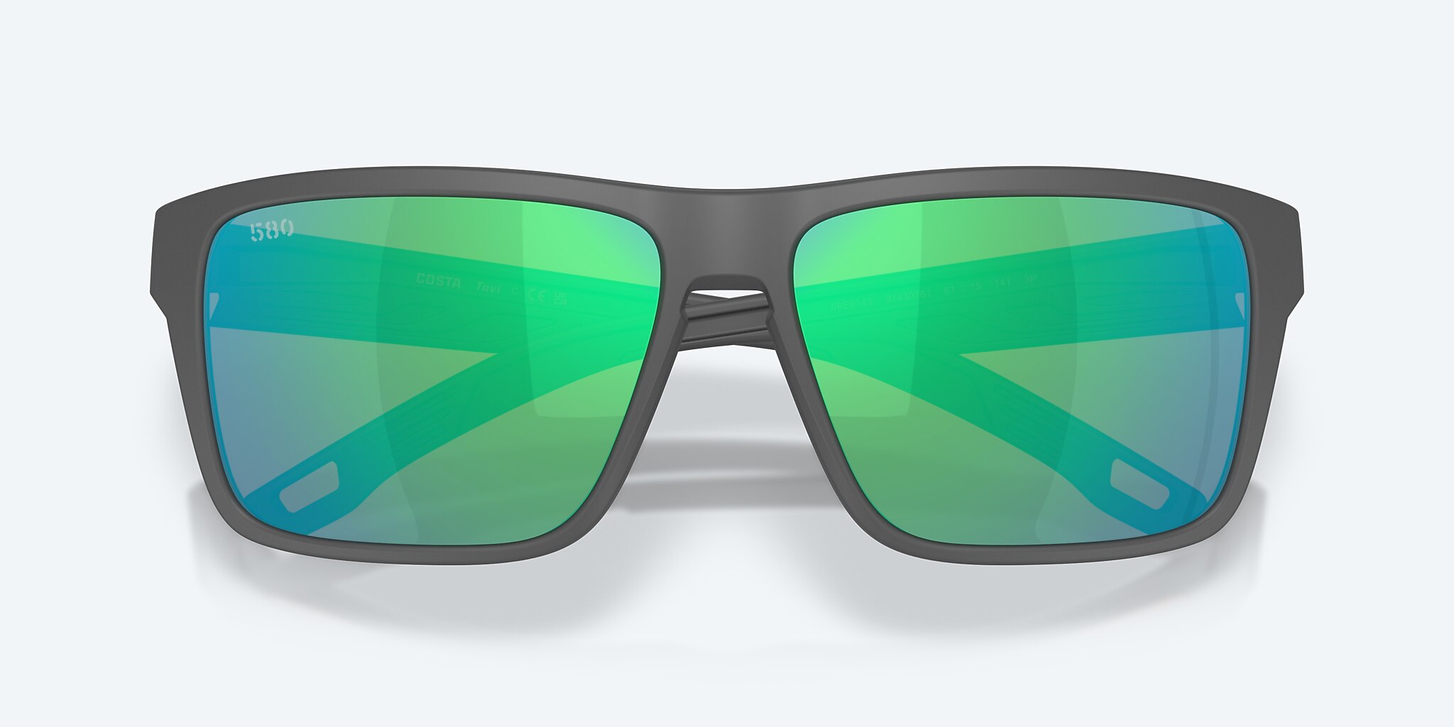 Sunglasses Costa Tavi XXL (61-15) with Green Mirror lens and Netplus Dark Grey frame Image 6 of 8